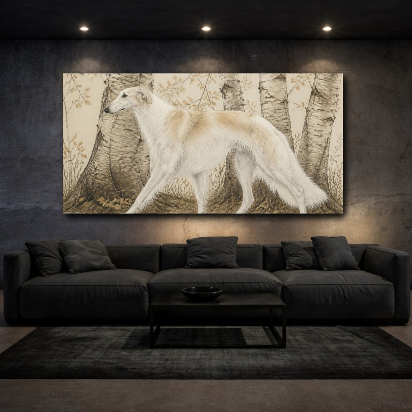 Mockup 3. Borzoi Pet Portrait shown as canvas print