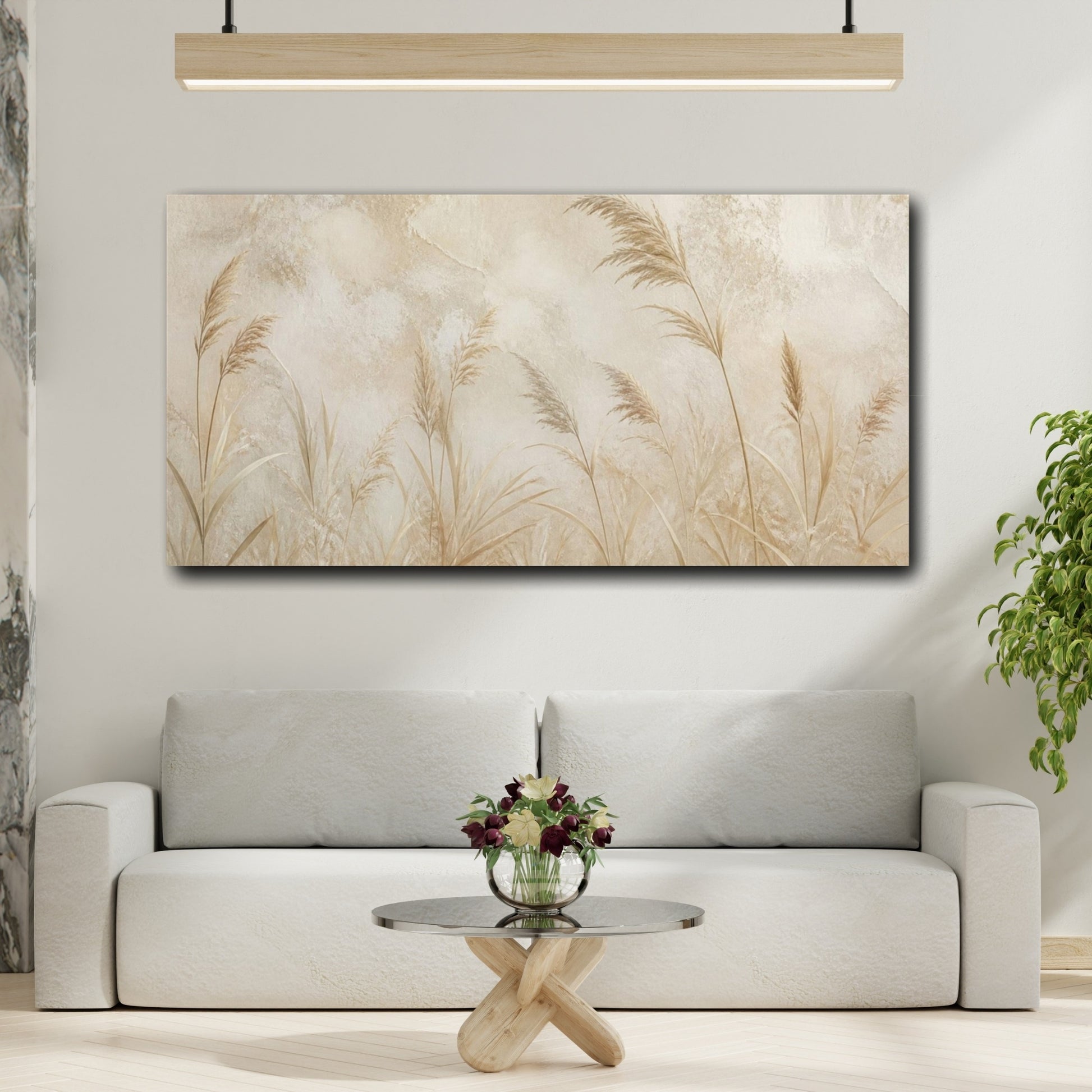 Mockup 2. Botanical Bleached Reeds shown as canvas print