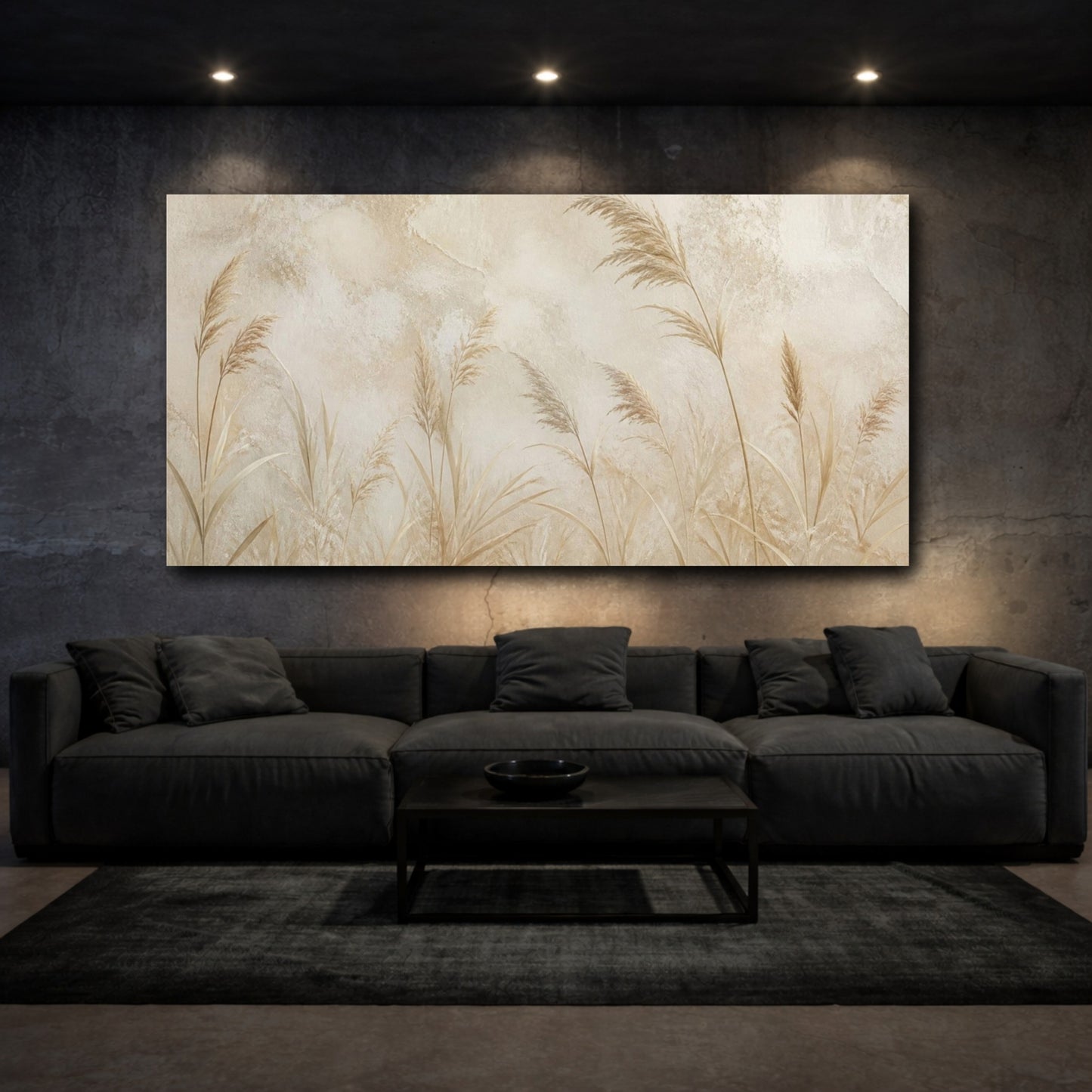 Mockup 3. Botanical Bleached Reeds shown as canvas print