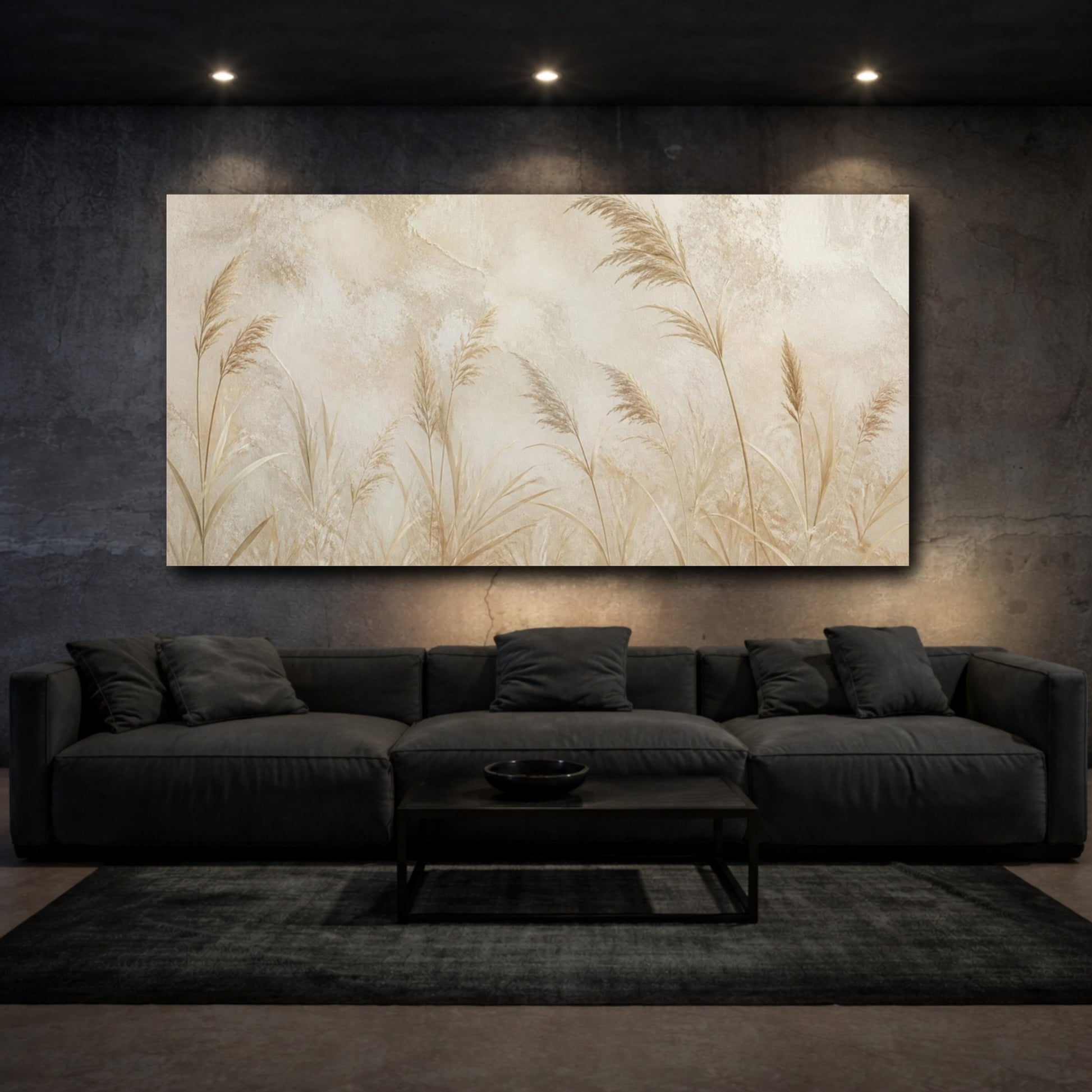 Mockup 3. Botanical Bleached Reeds shown as canvas print