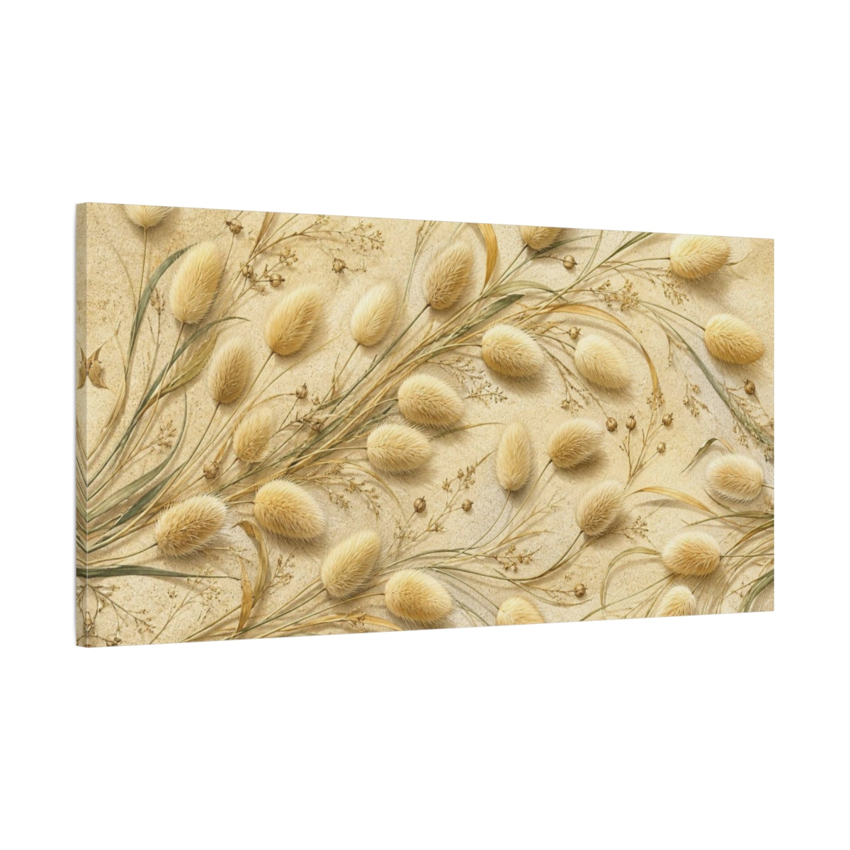 Main Mockup. Botanical Bunny Tails shown as canvas print