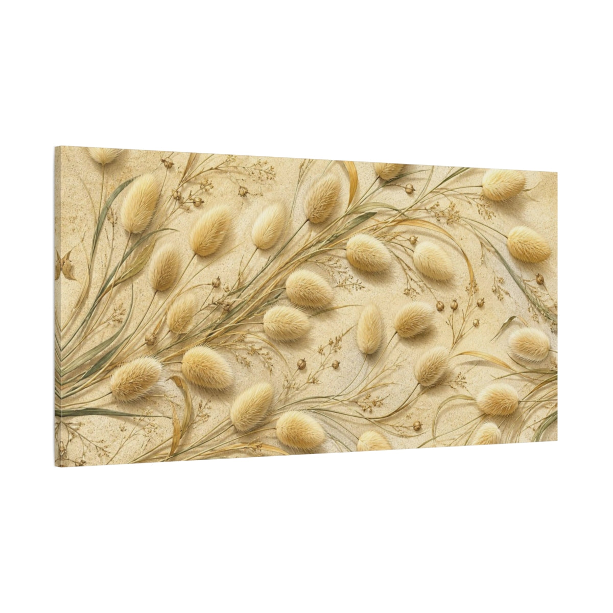 Side Mockup 2. Botanical Bunny Tails shown as canvas print