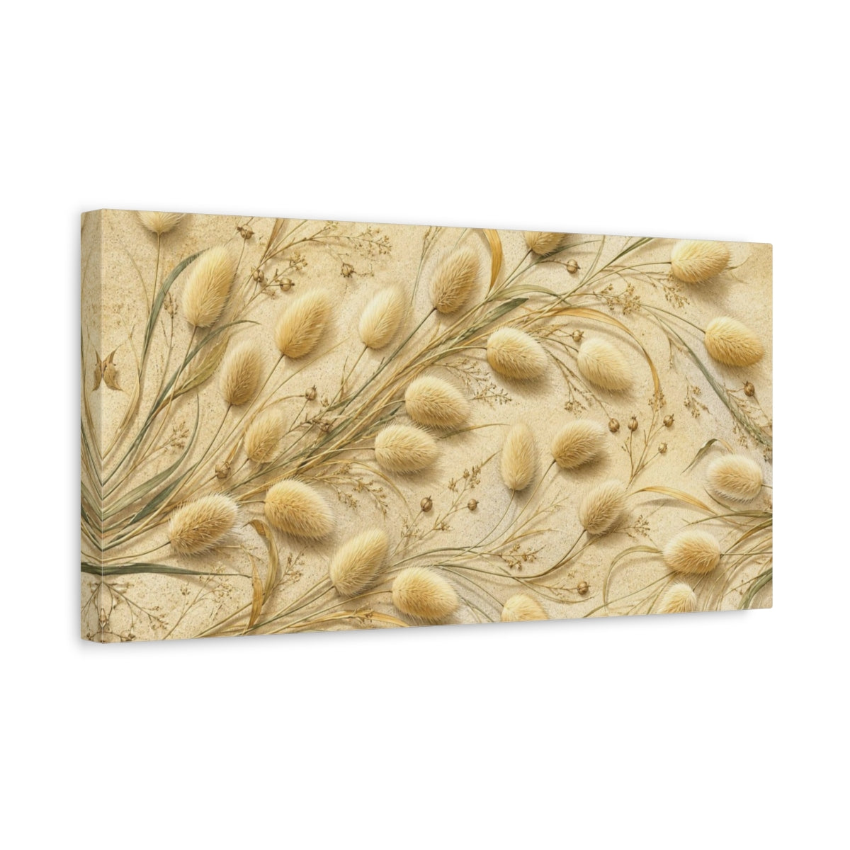 Side Mockup 3. Botanical Bunny Tails shown as canvas print