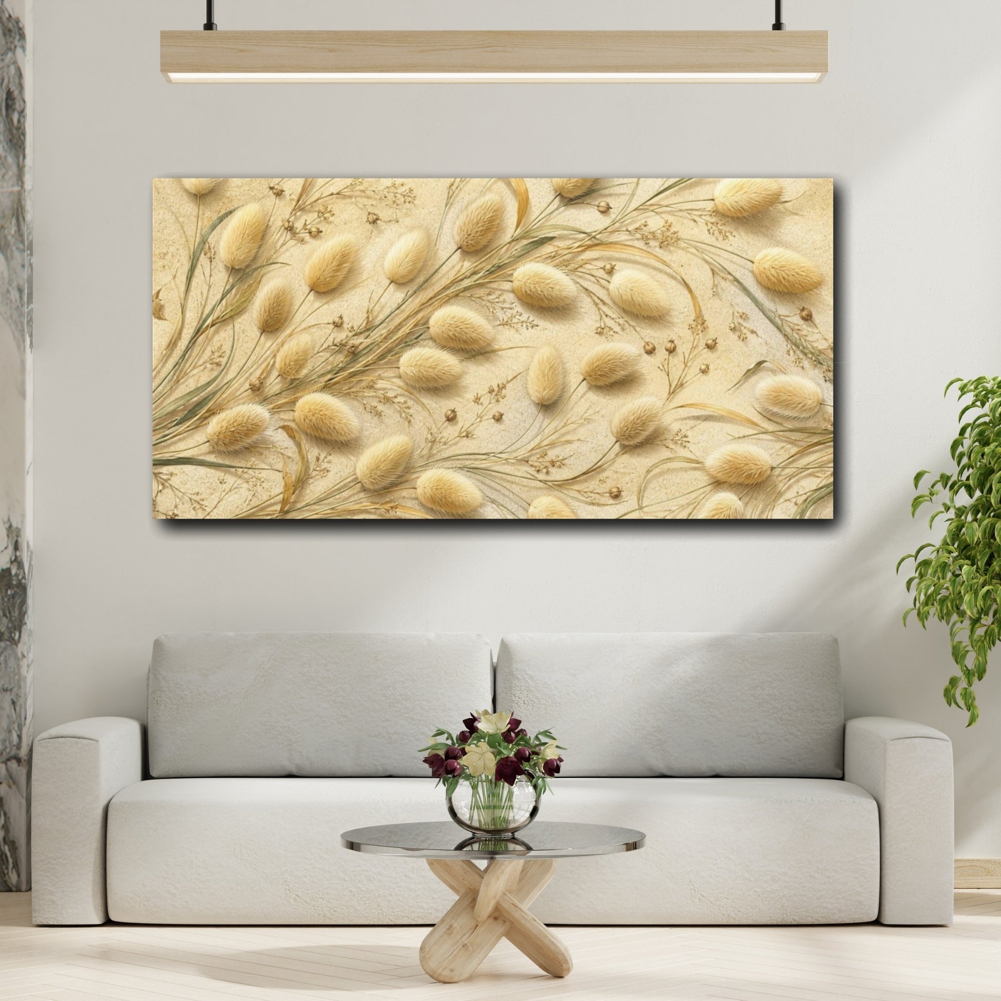 Mockup 2. Botanical Bunny Tails shown as canvas print