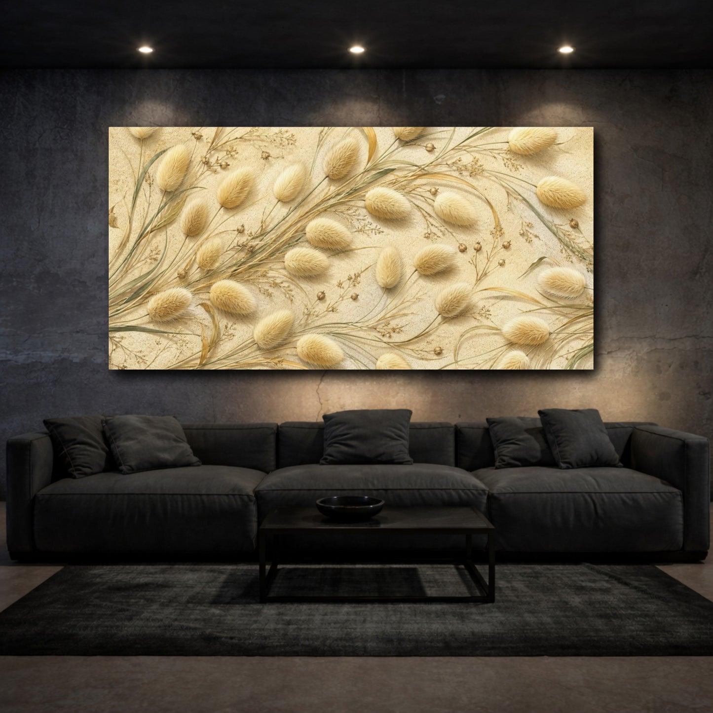 Mockup 3. Botanical Bunny Tails shown as canvas print
