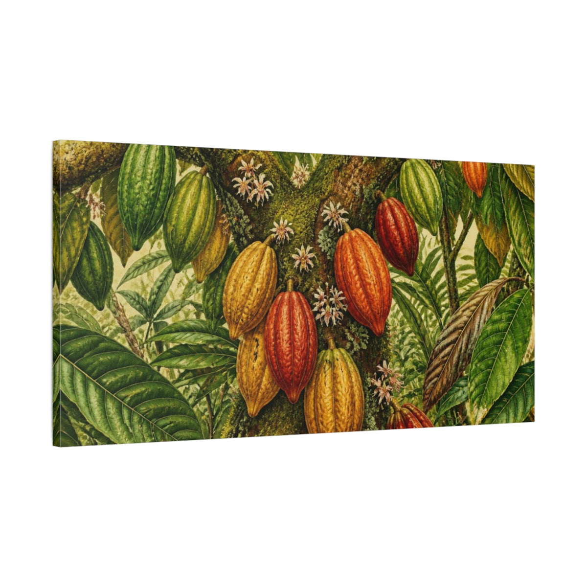 Main Mockup. Botanical Cacao Pods Study shown as canvas print