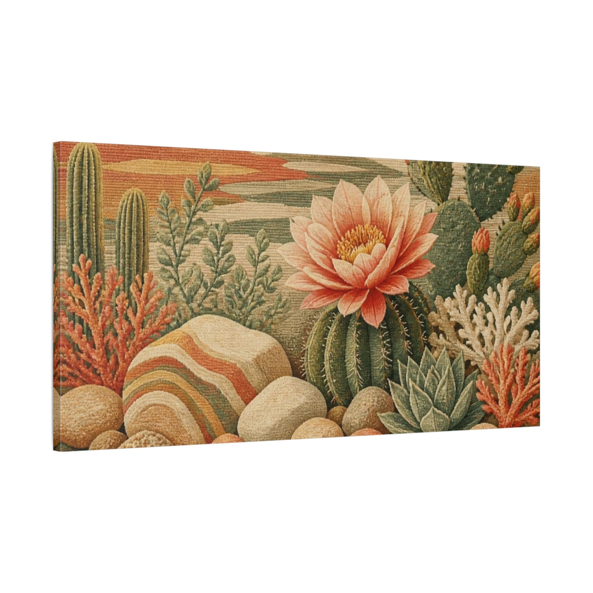 Main Mockup. Botanical Cactus Bloom shown as canvas print