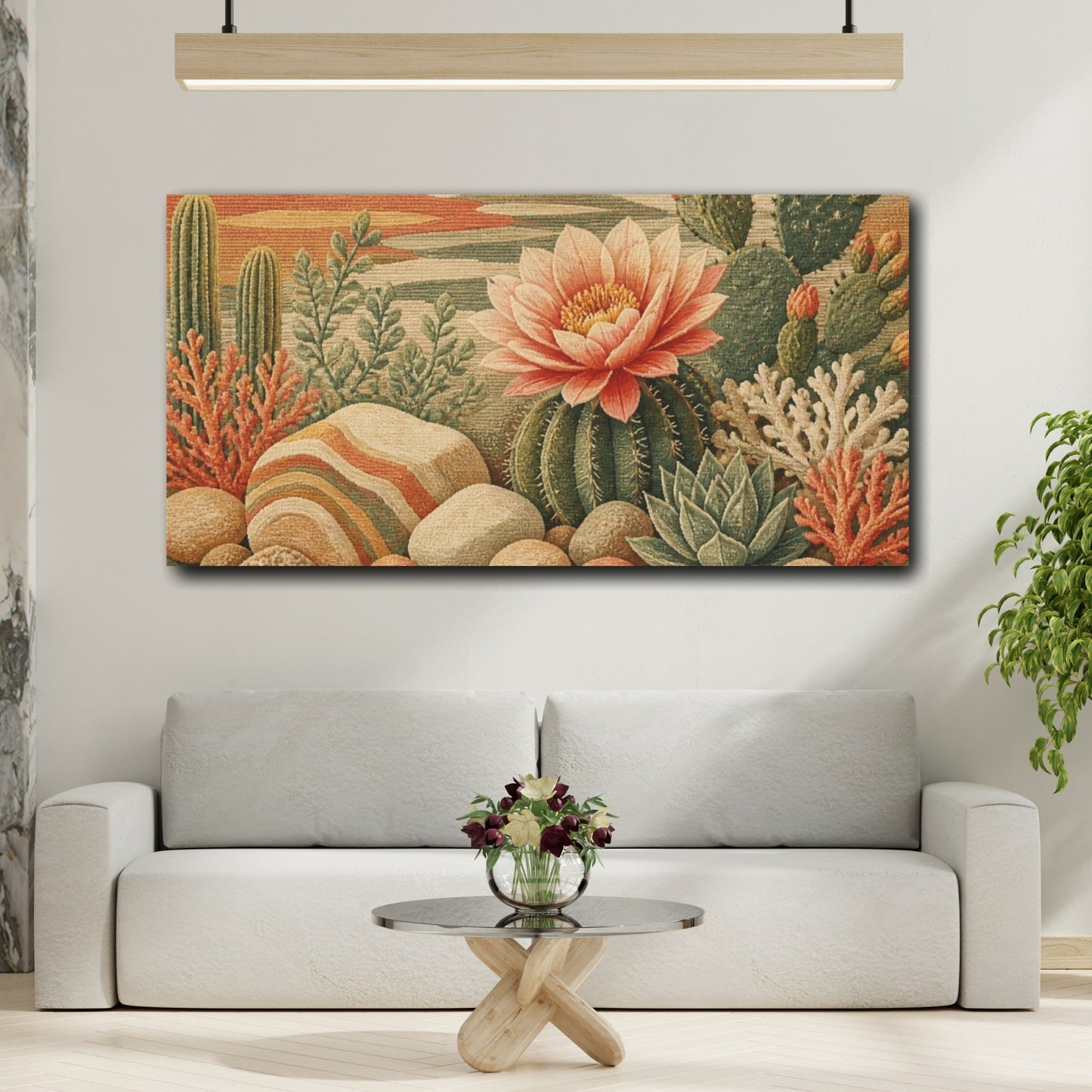 Mockup 2. Botanical Cactus Bloom shown as canvas print