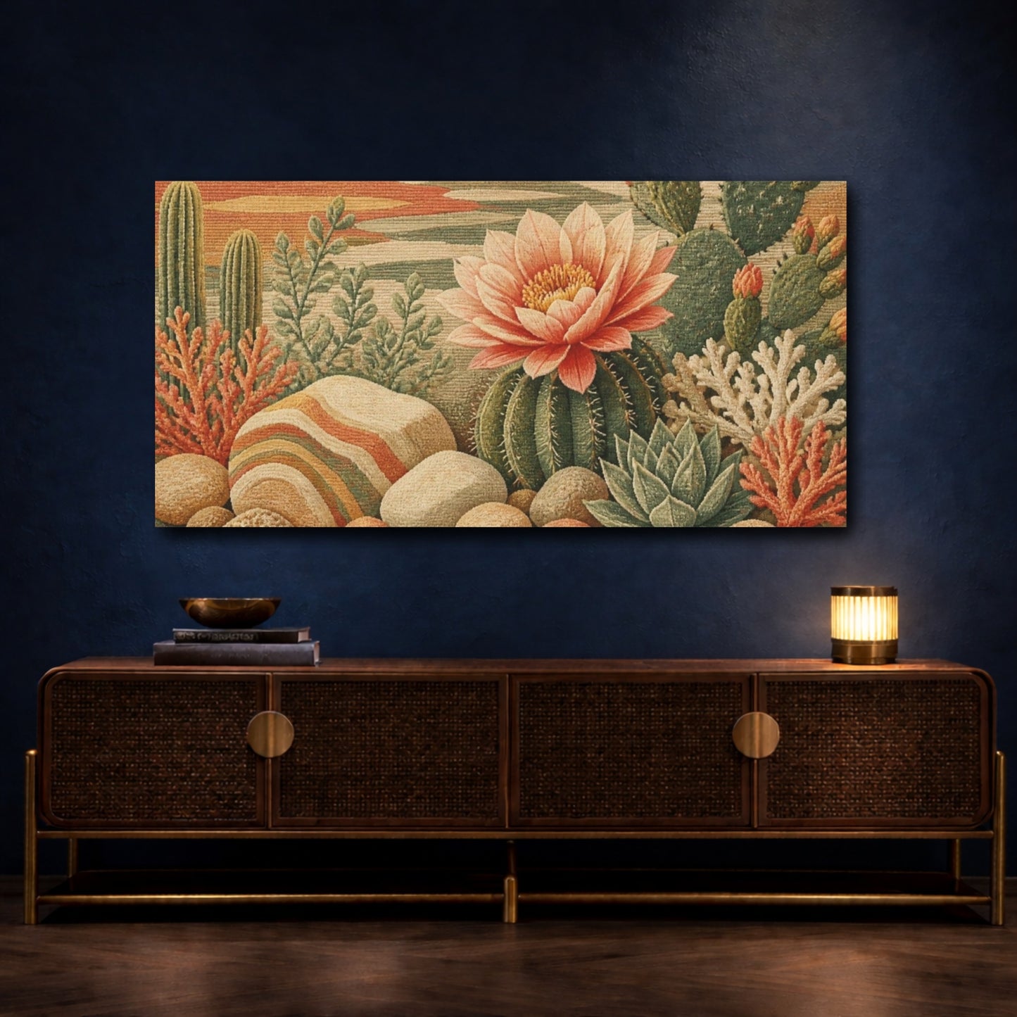 Mockup 4. Botanical Cactus Bloom shown as canvas print