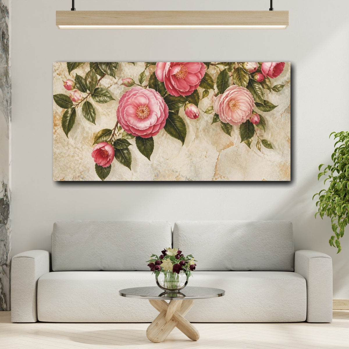 Mockup 2. Botanical Camellia Bloom shown as canvas print