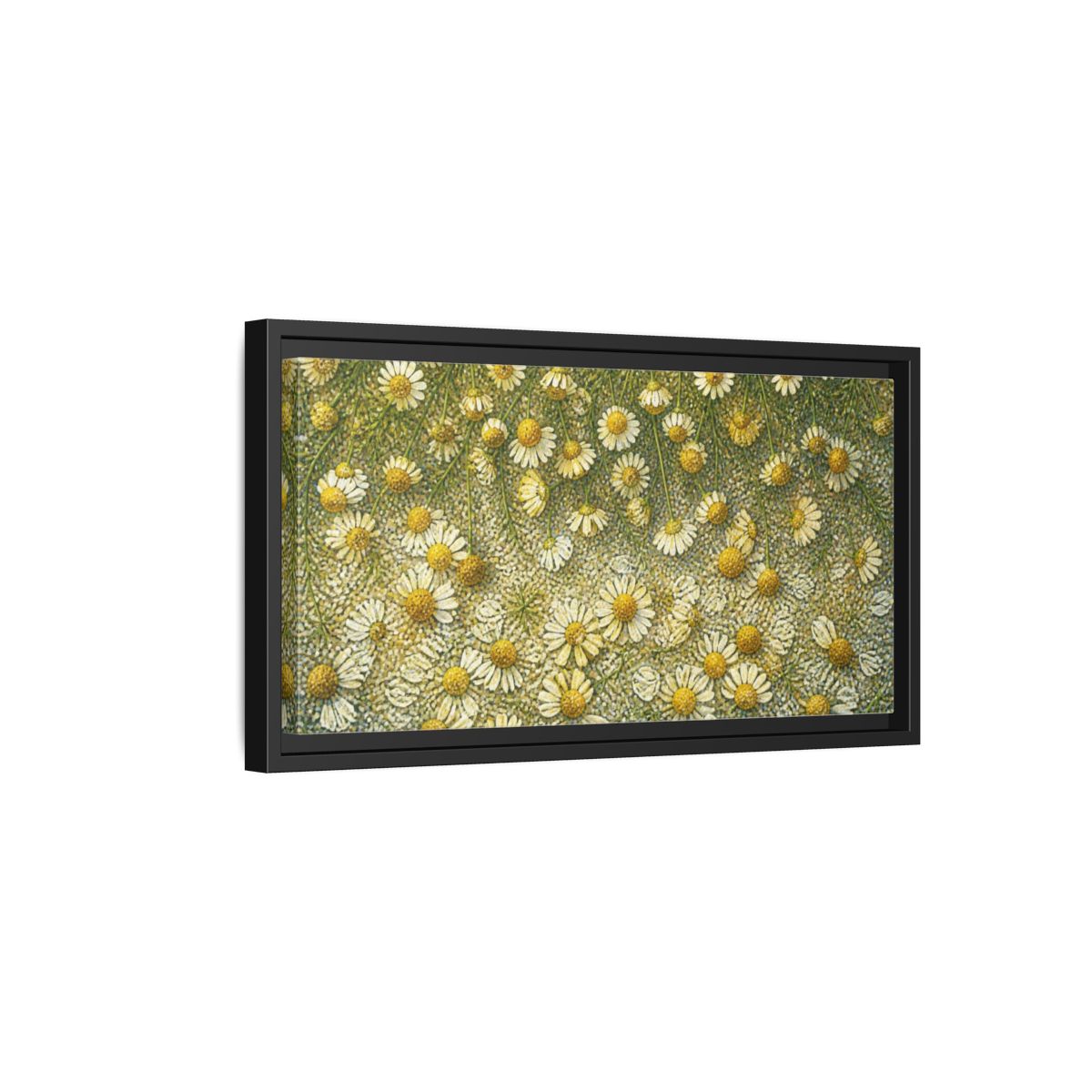 Side Mockup 8. Botanical Chamomile Study shown as framed canvas print