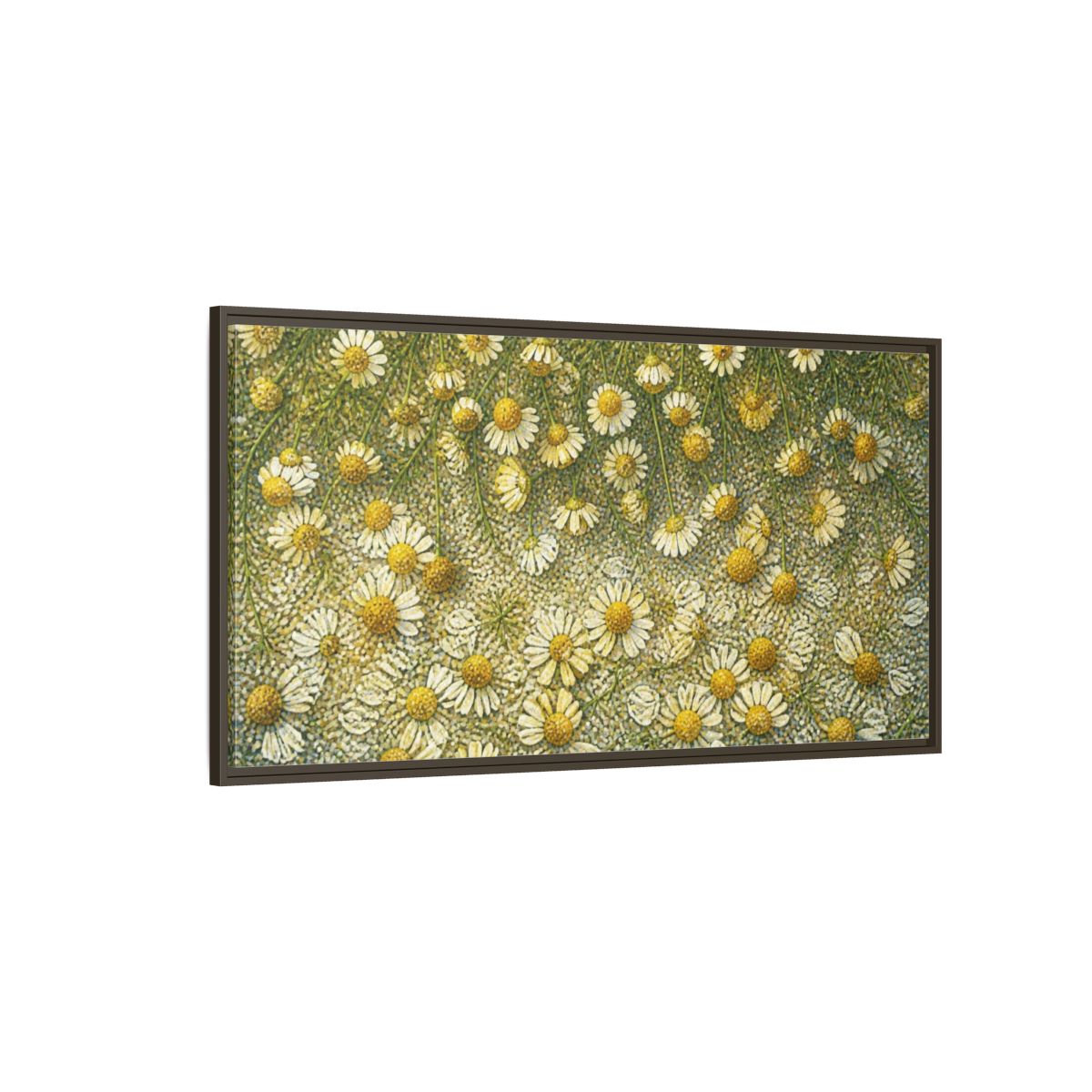 Side Mockup 4. Botanical Chamomile Study shown as framed canvas print