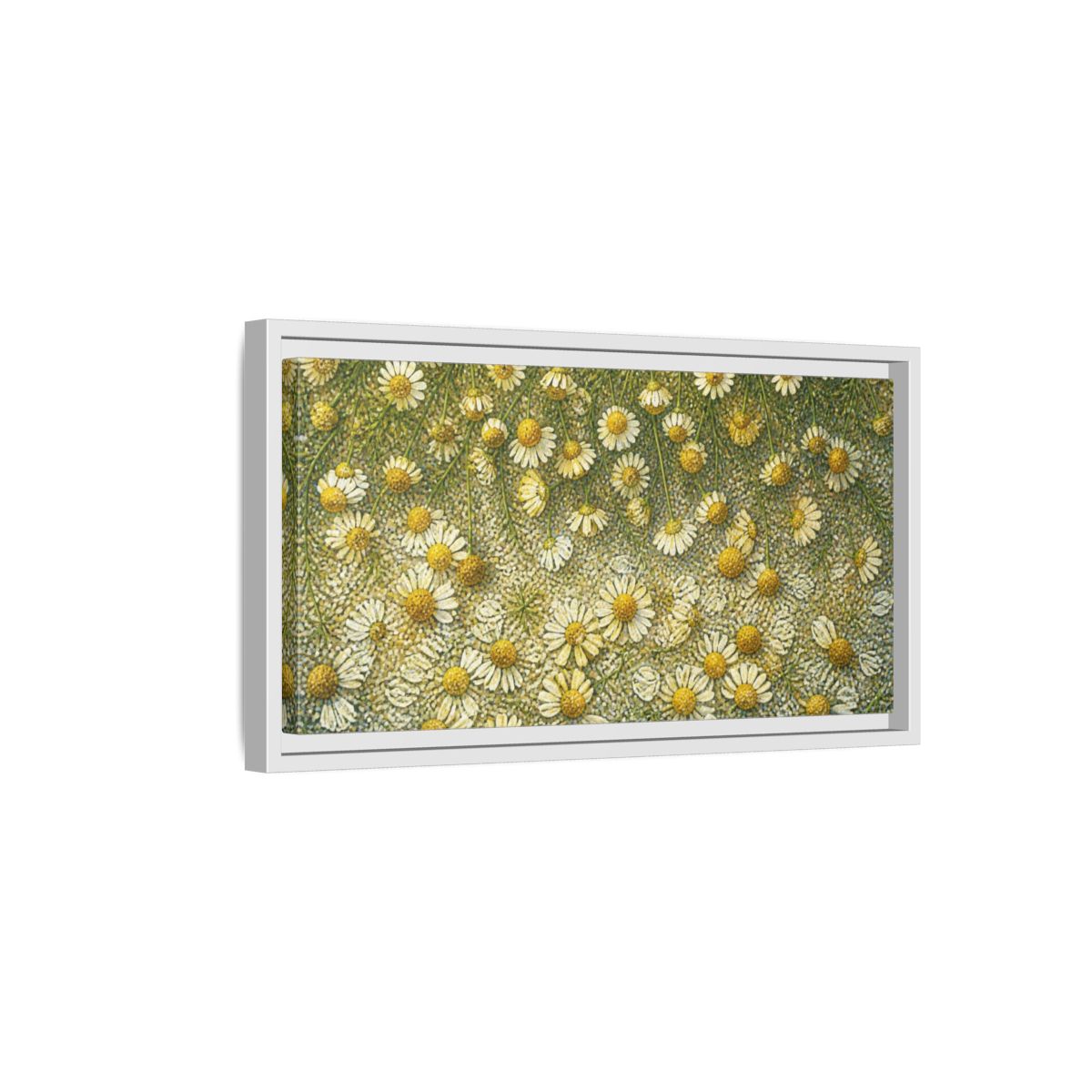 Side Mockup 6. Botanical Chamomile Study shown as framed canvas print