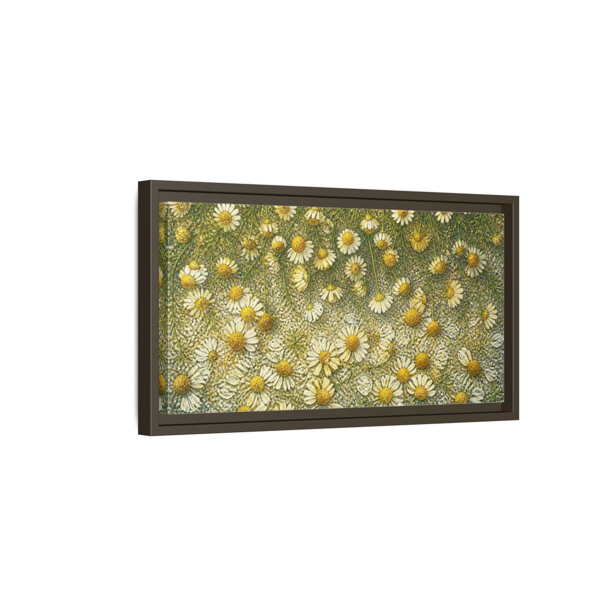 Side Mockup 7. Botanical Chamomile Study shown as framed canvas print