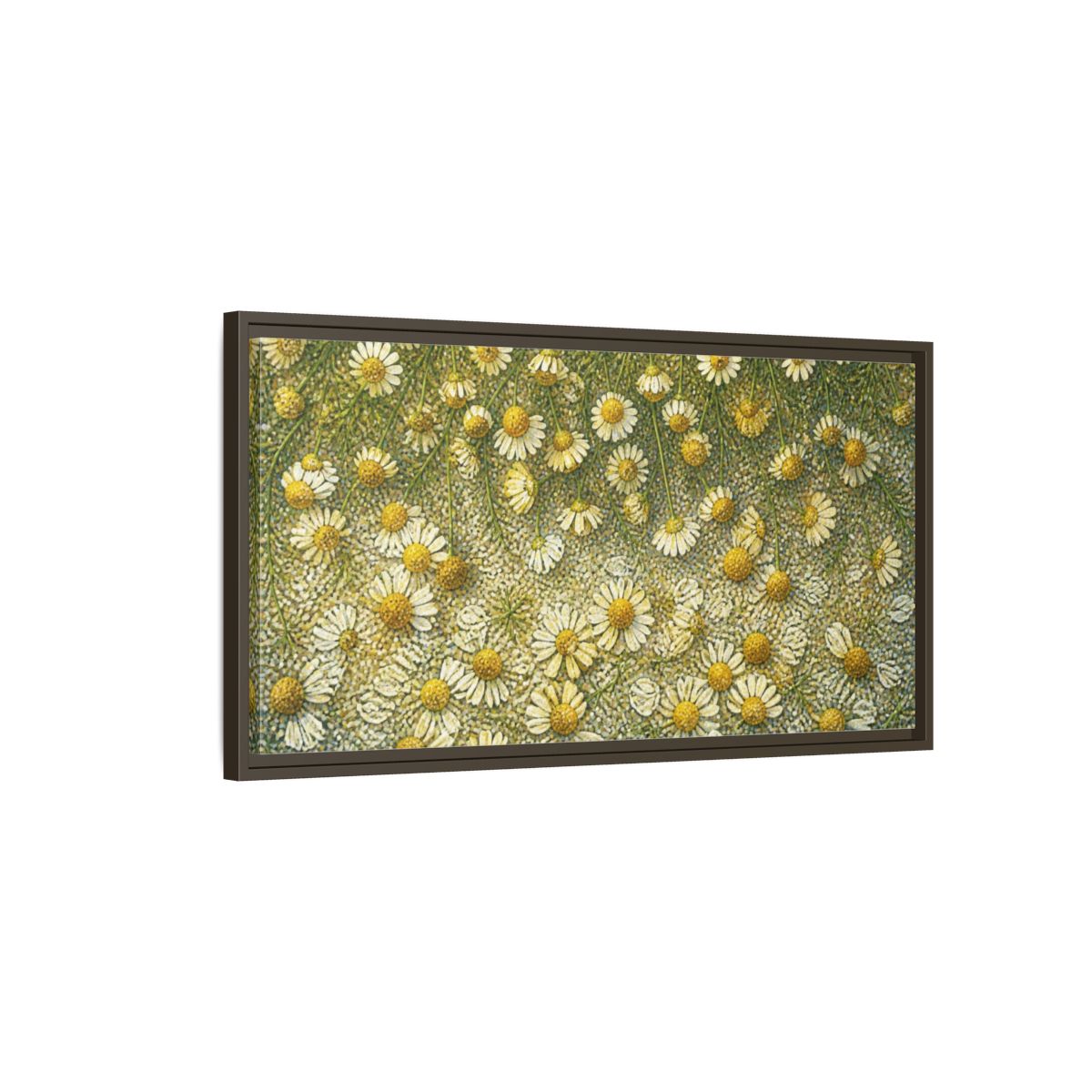 Main Mockup. Botanical Chamomile Study shown as framed canvas print