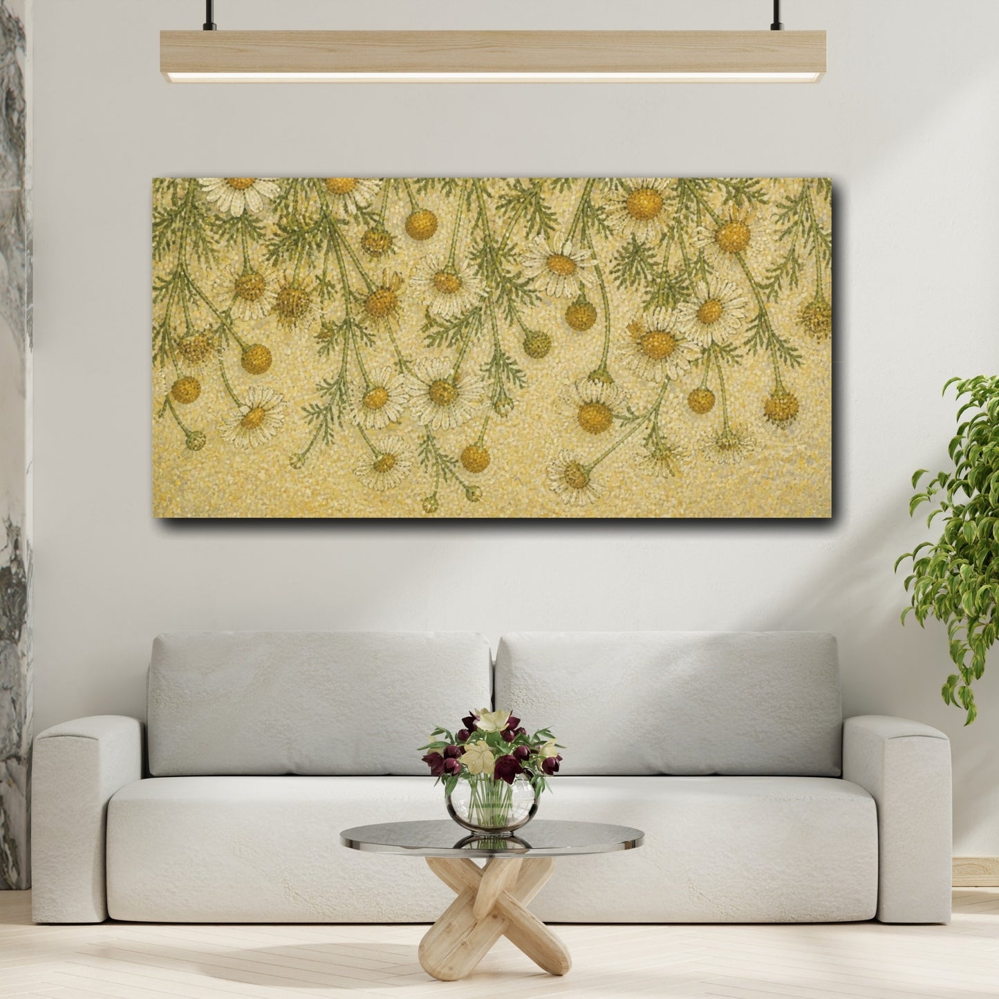 Mockup 2. Botanical Chamomile Study shown as canvas print