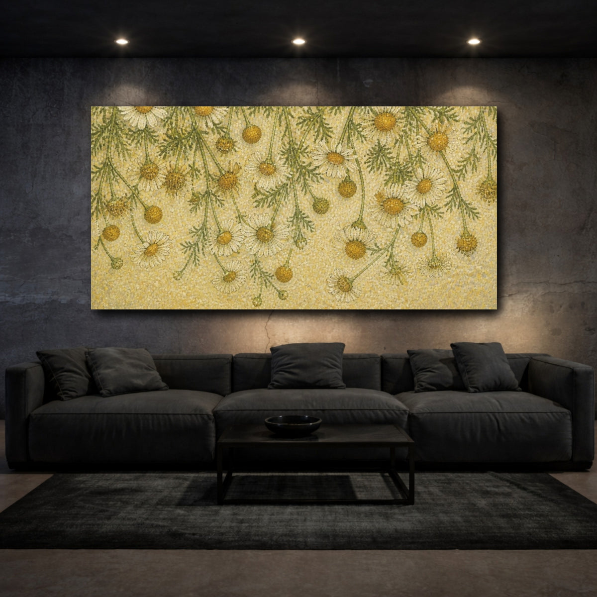 Mockup 3. Botanical Chamomile Study shown as canvas print