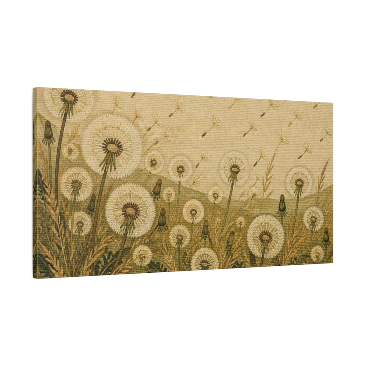 Main Mockup. Botanical Dandelion Meadow shown as canvas print