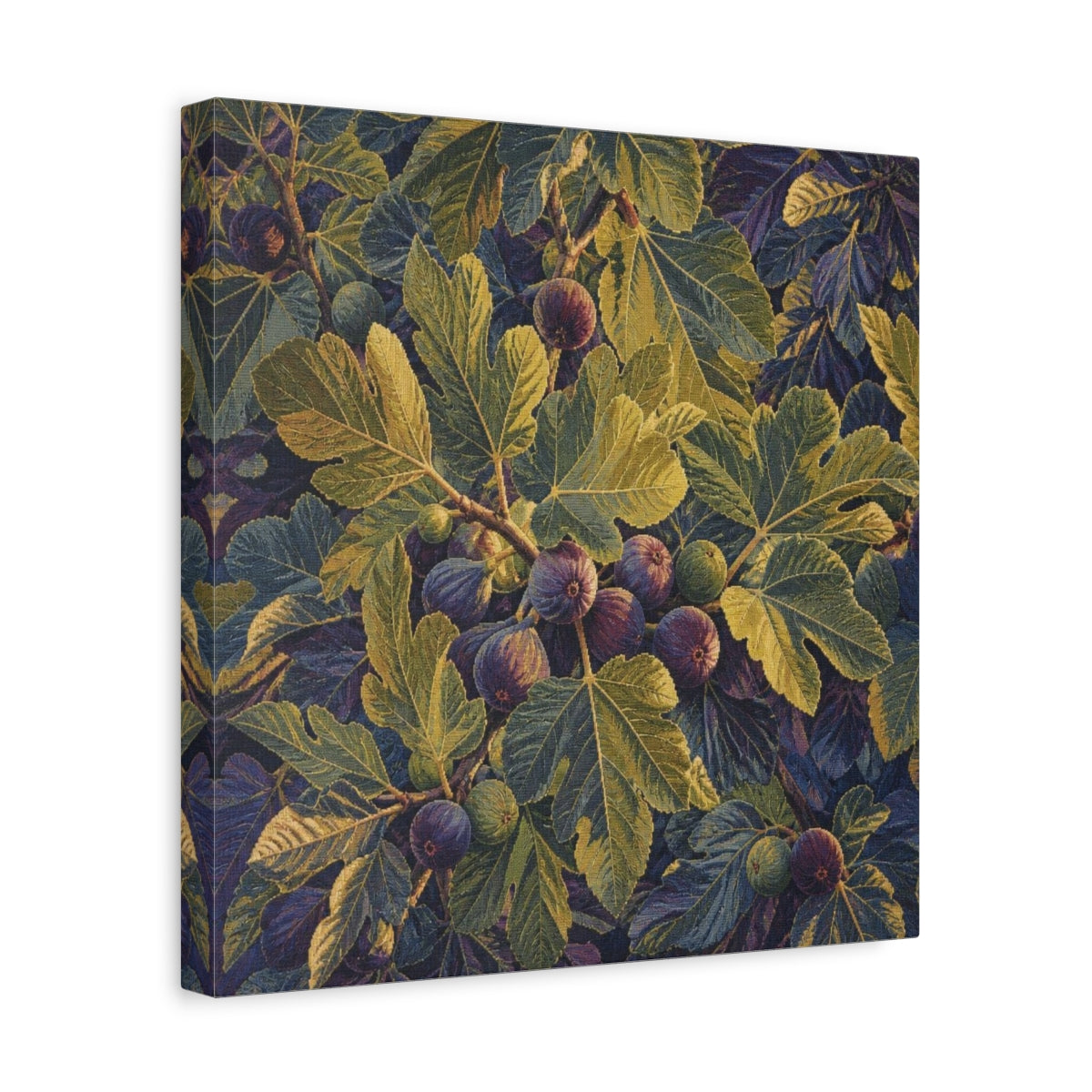 Side Mockup 7. Botanical Fig Leaves shown as canvas print
