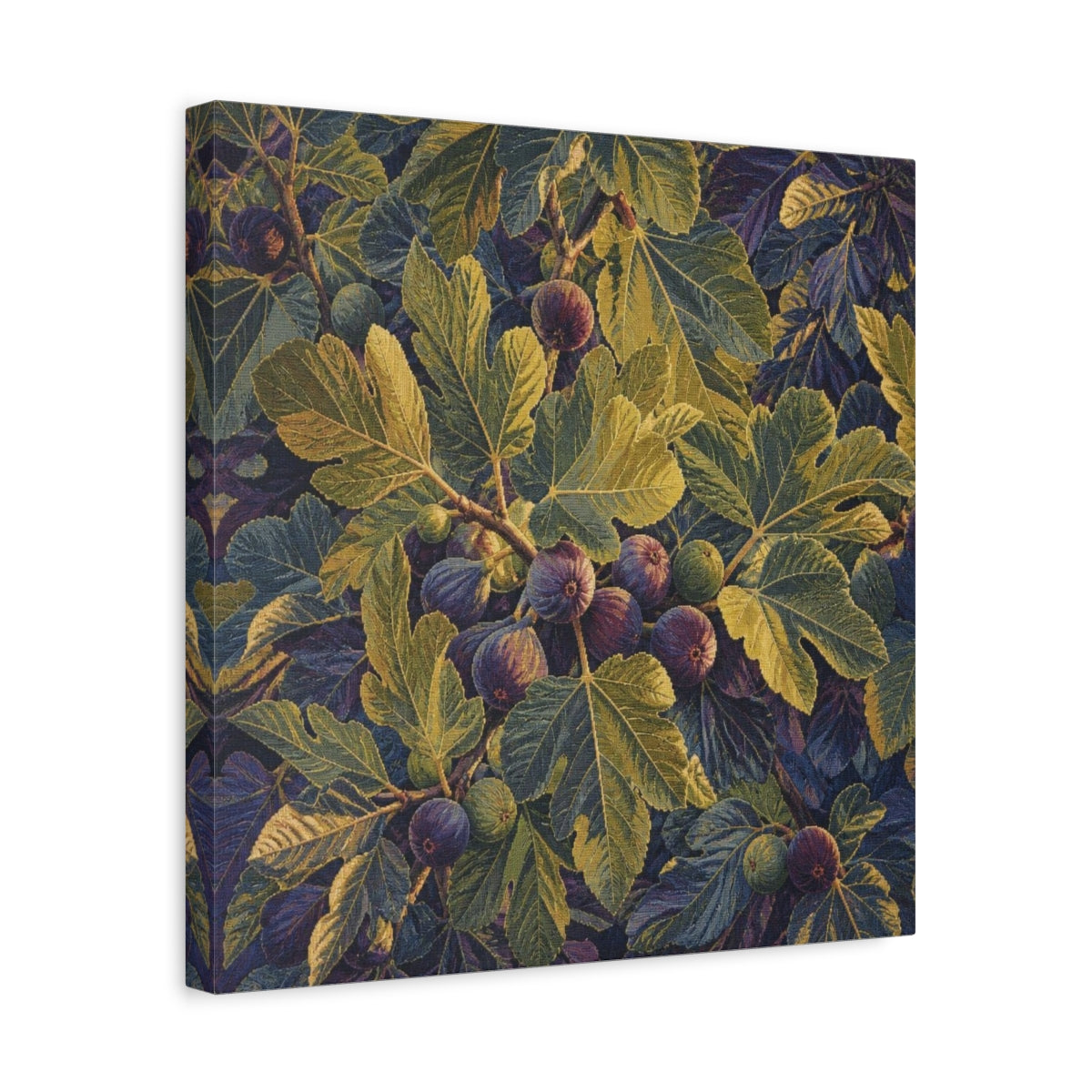 Side Mockup 6. Botanical Fig Leaves shown as canvas print