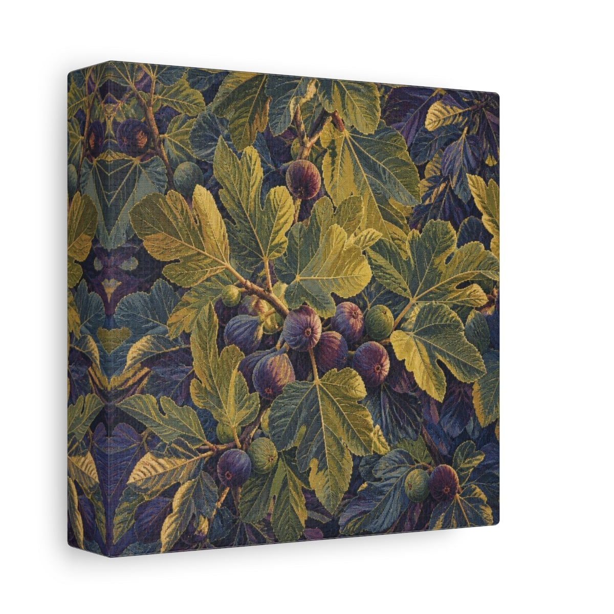 Side Mockup 2. Botanical Fig Leaves shown as canvas print