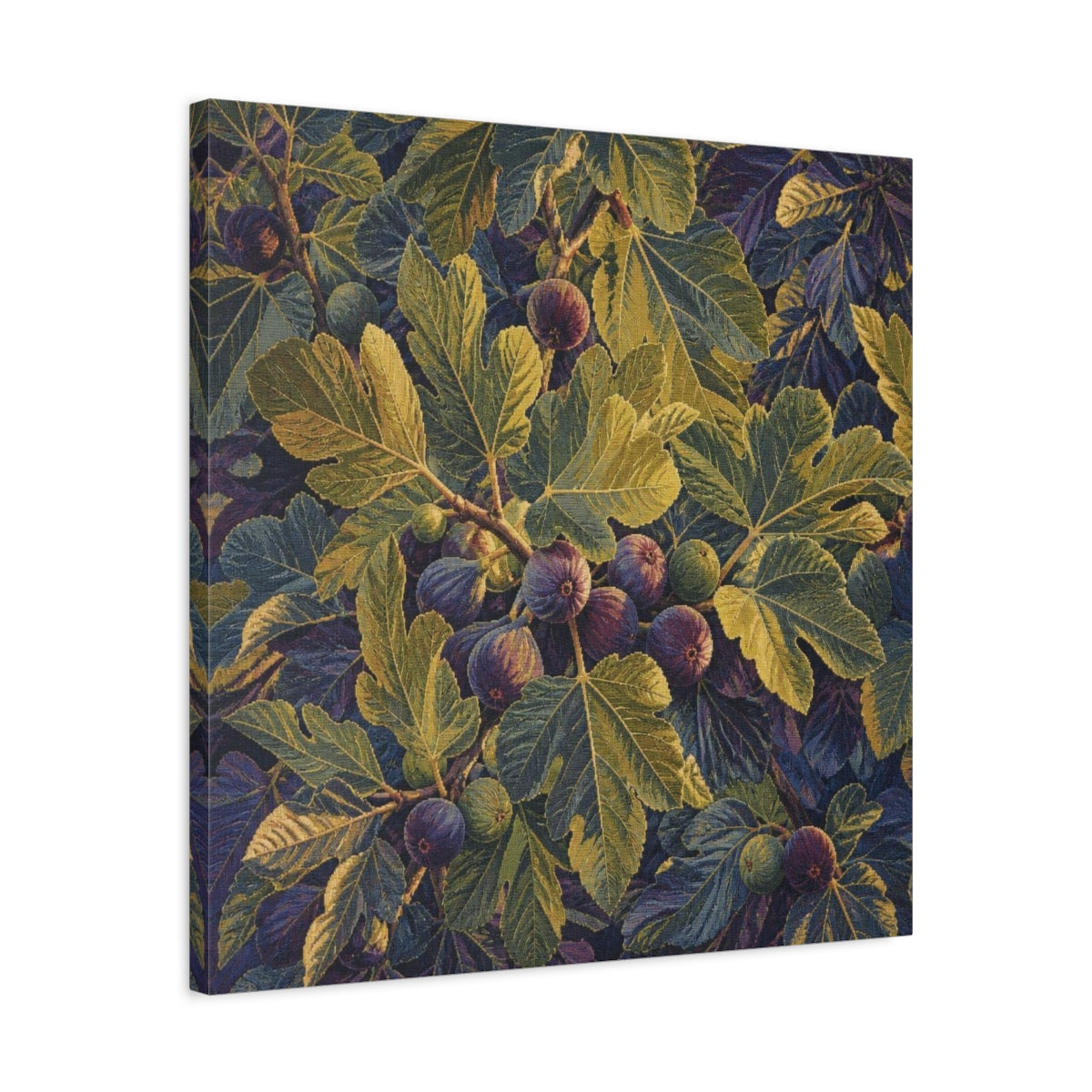 Side Mockup 4. Botanical Fig Leaves shown as canvas print