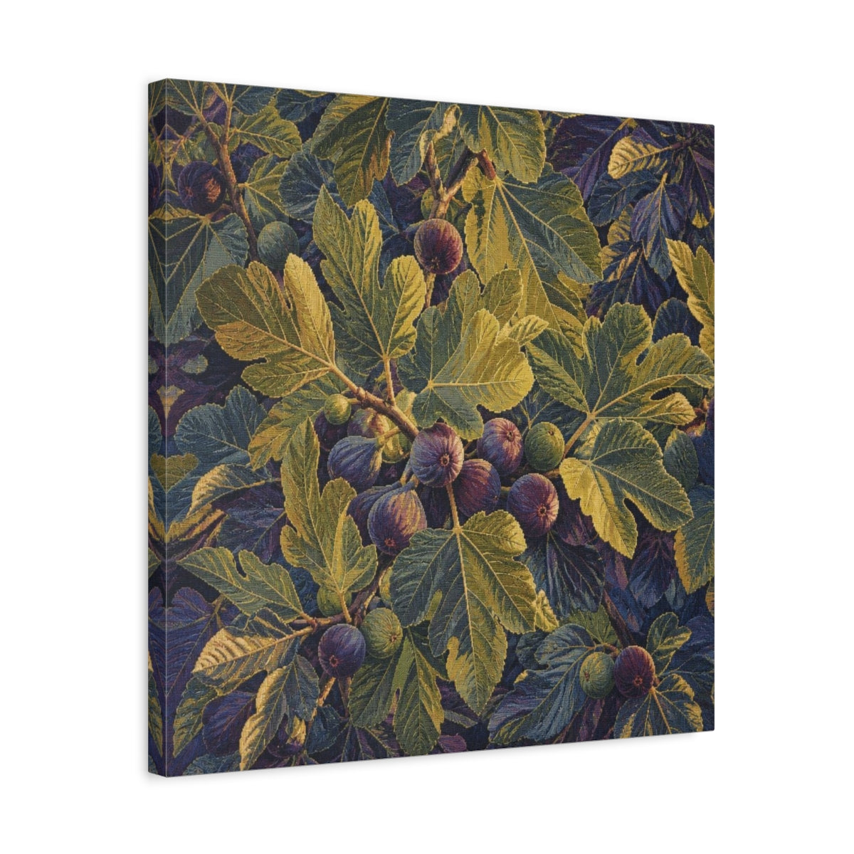 Side Mockup 5. Botanical Fig Leaves shown as canvas print