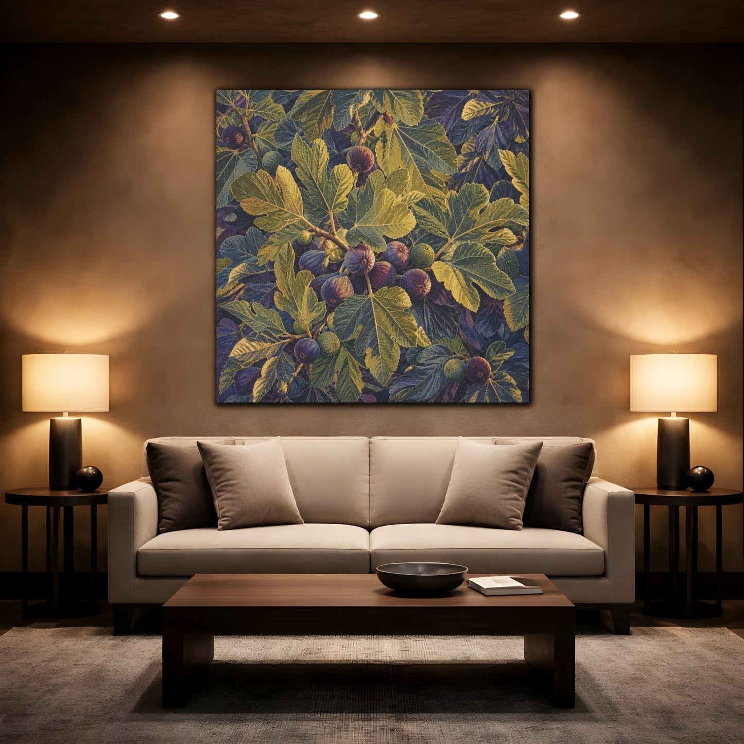 Mockup 2. Botanical Fig Leaves shown as canvas print