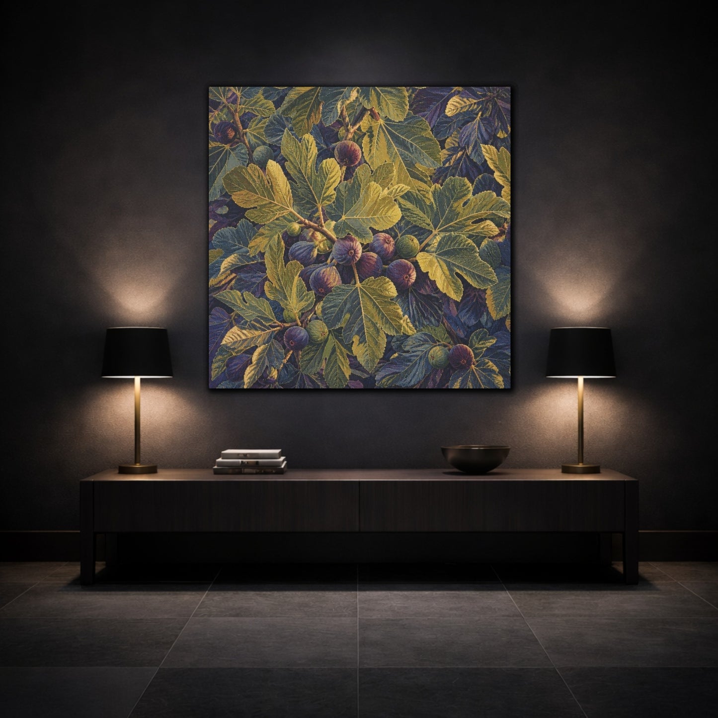 Mockup 3. Botanical Fig Leaves shown as canvas print