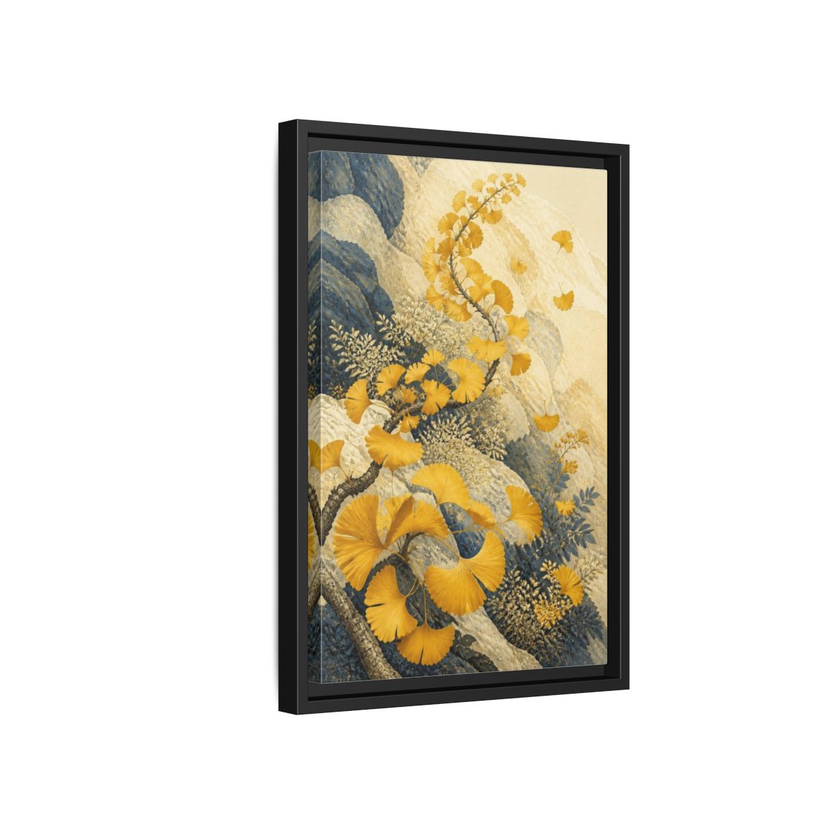 Side Mockup 6. Botanical Ginkgo Study shown as framed canvas print