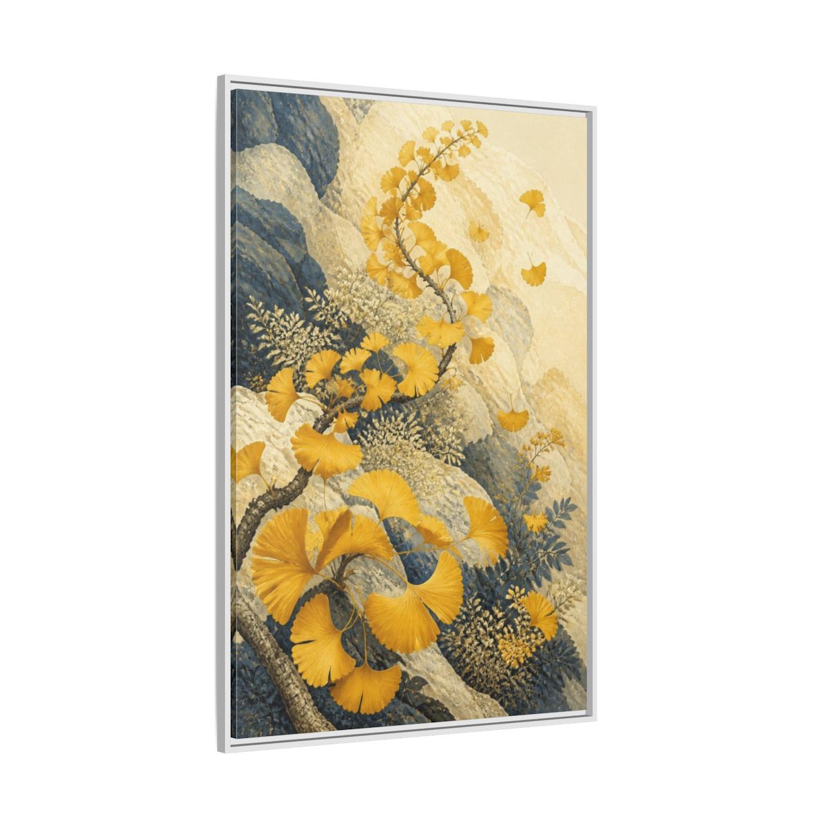 Side Mockup 7. Botanical Ginkgo Study shown as framed canvas print