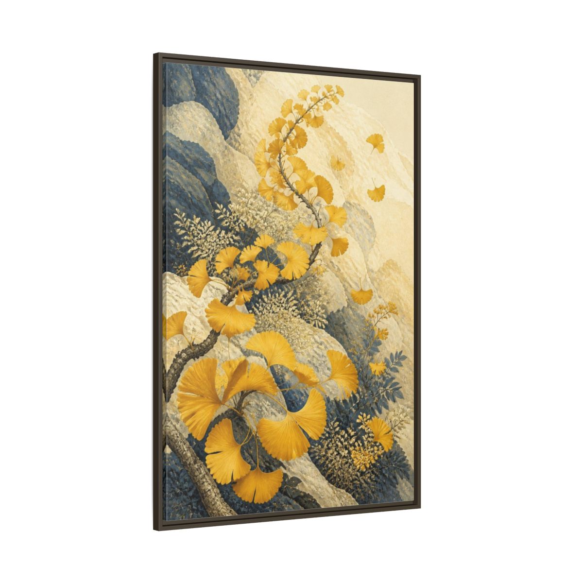 Side Mockup 8. Botanical Ginkgo Study shown as framed canvas print