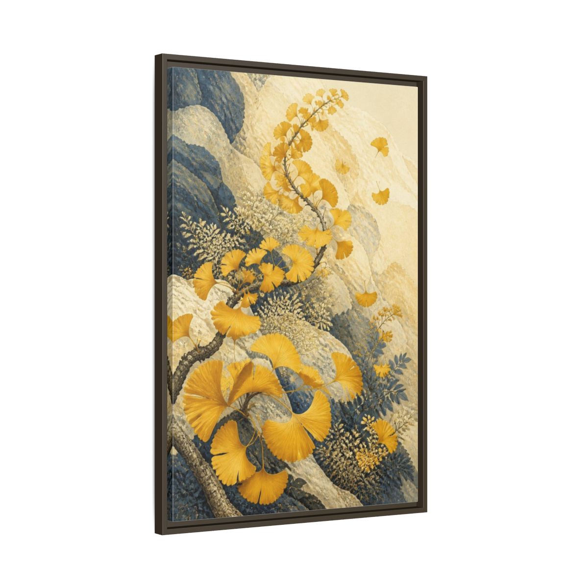 Main Mockup. Botanical Ginkgo Study shown as framed canvas print