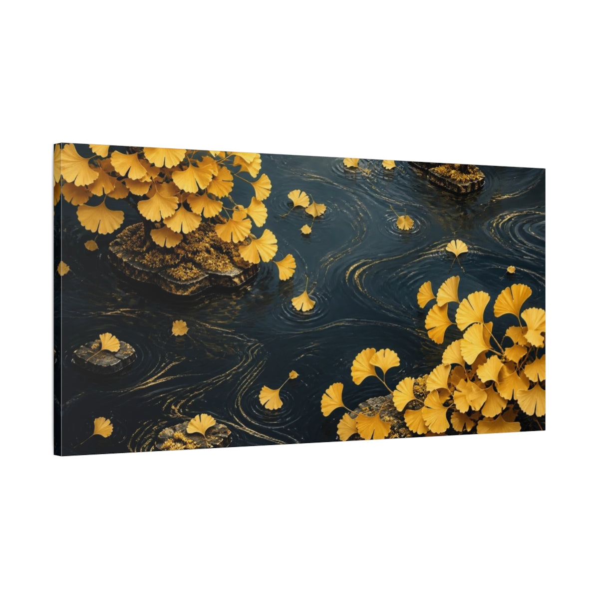 Main Mockup. Botanical Golden Ginkgo Leaves shown as canvas print