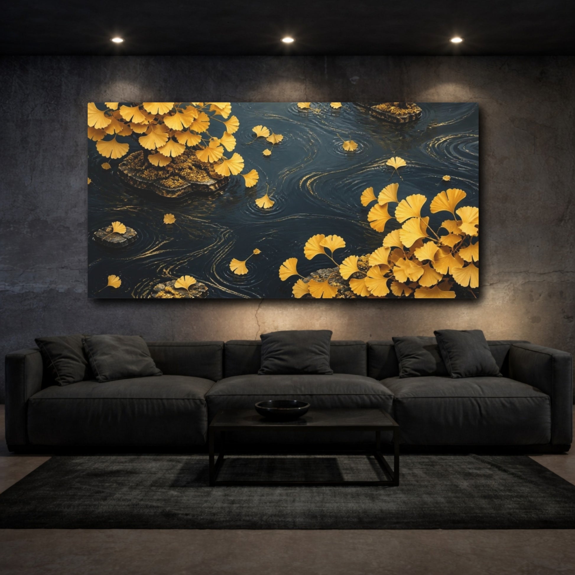 Mockup 3. Botanical Golden Ginkgo Leaves shown as canvas print
