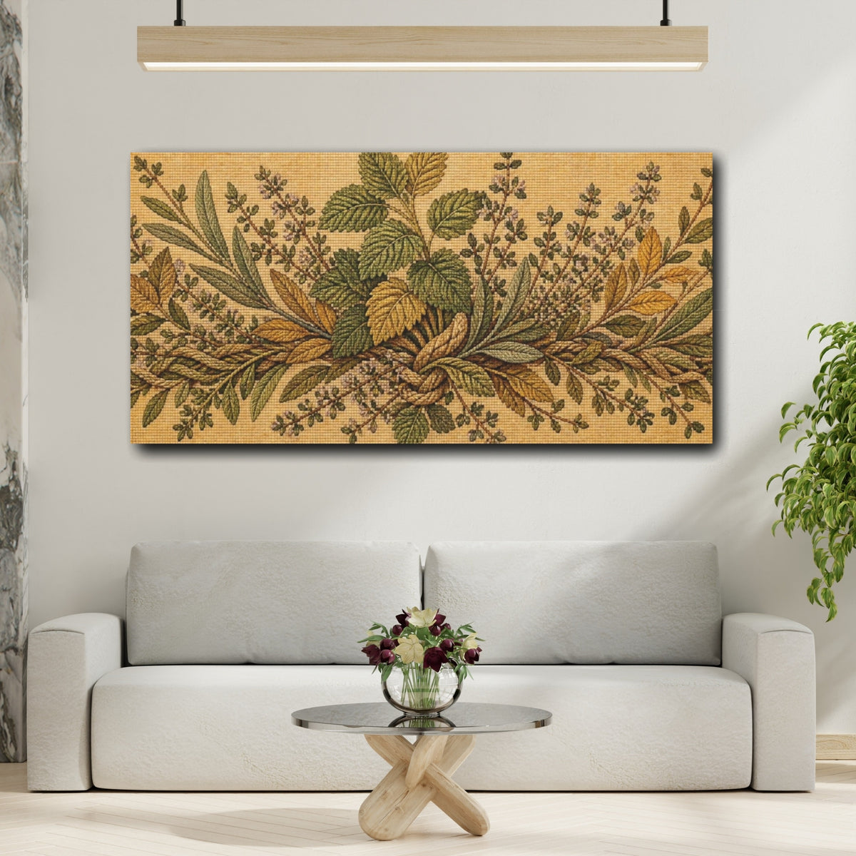 Mockup 2. Botanical Herb Bundle shown as canvas print