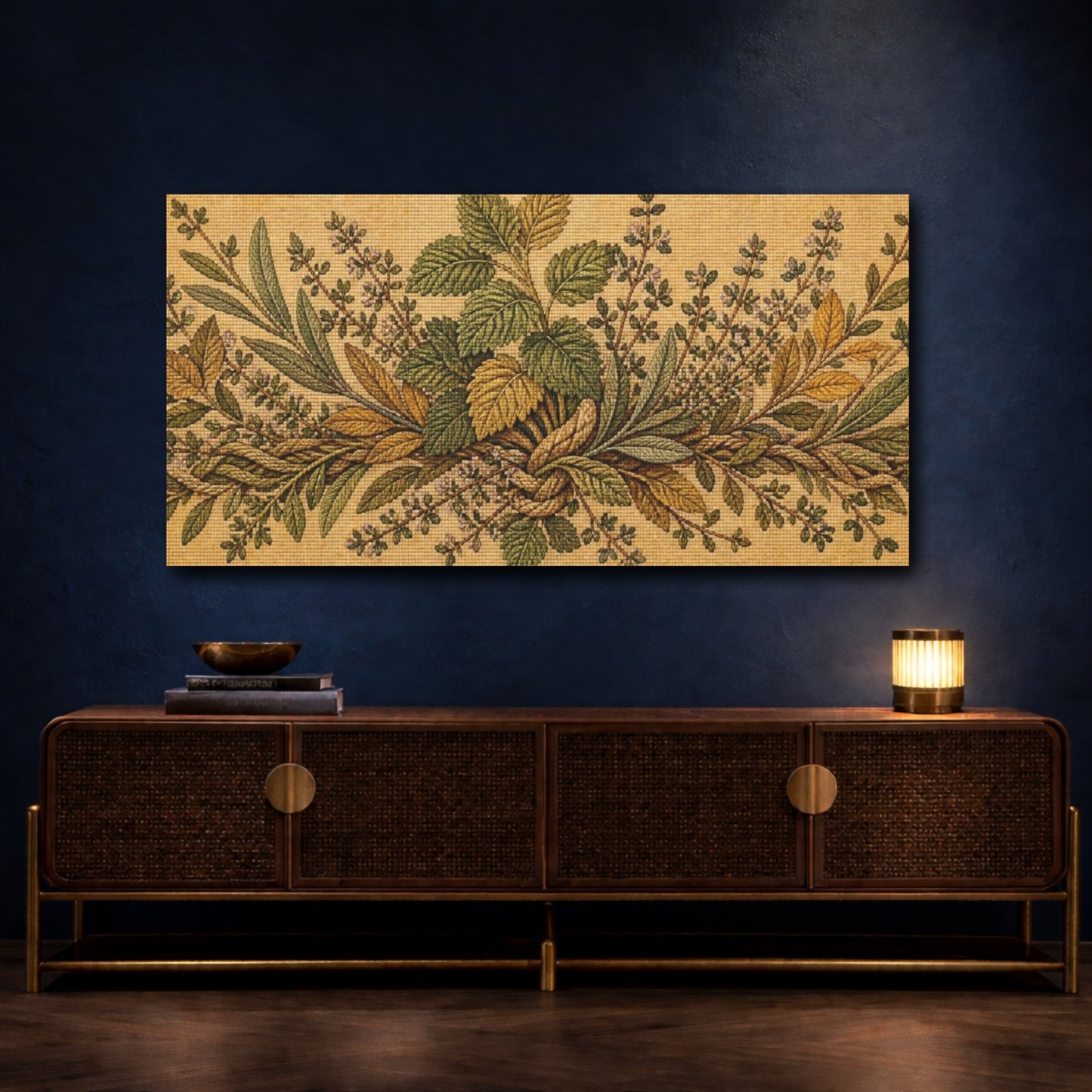 Mockup 4. Botanical Herb Bundle shown as canvas print