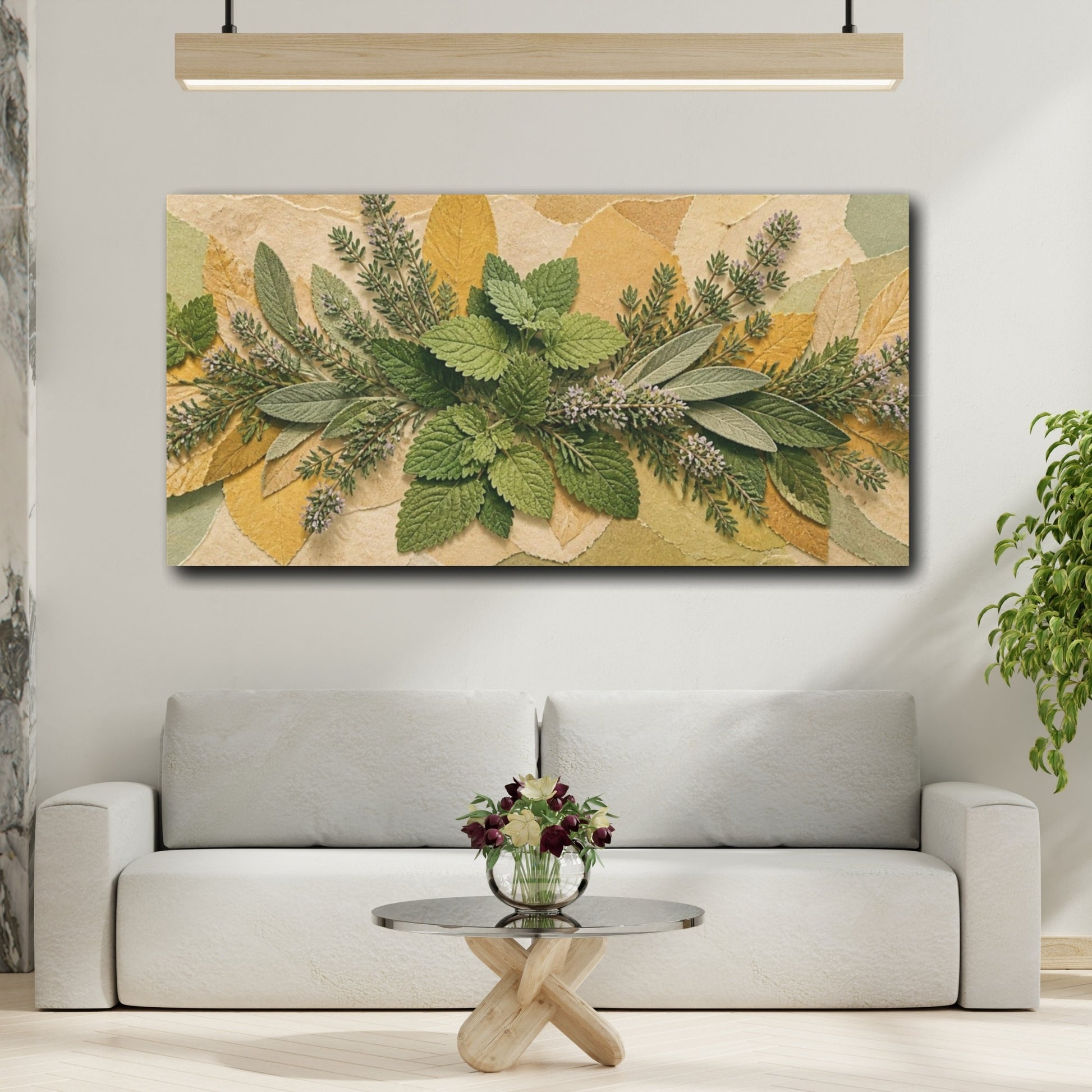 Mockup 2. Botanical Herb Collage shown as canvas print