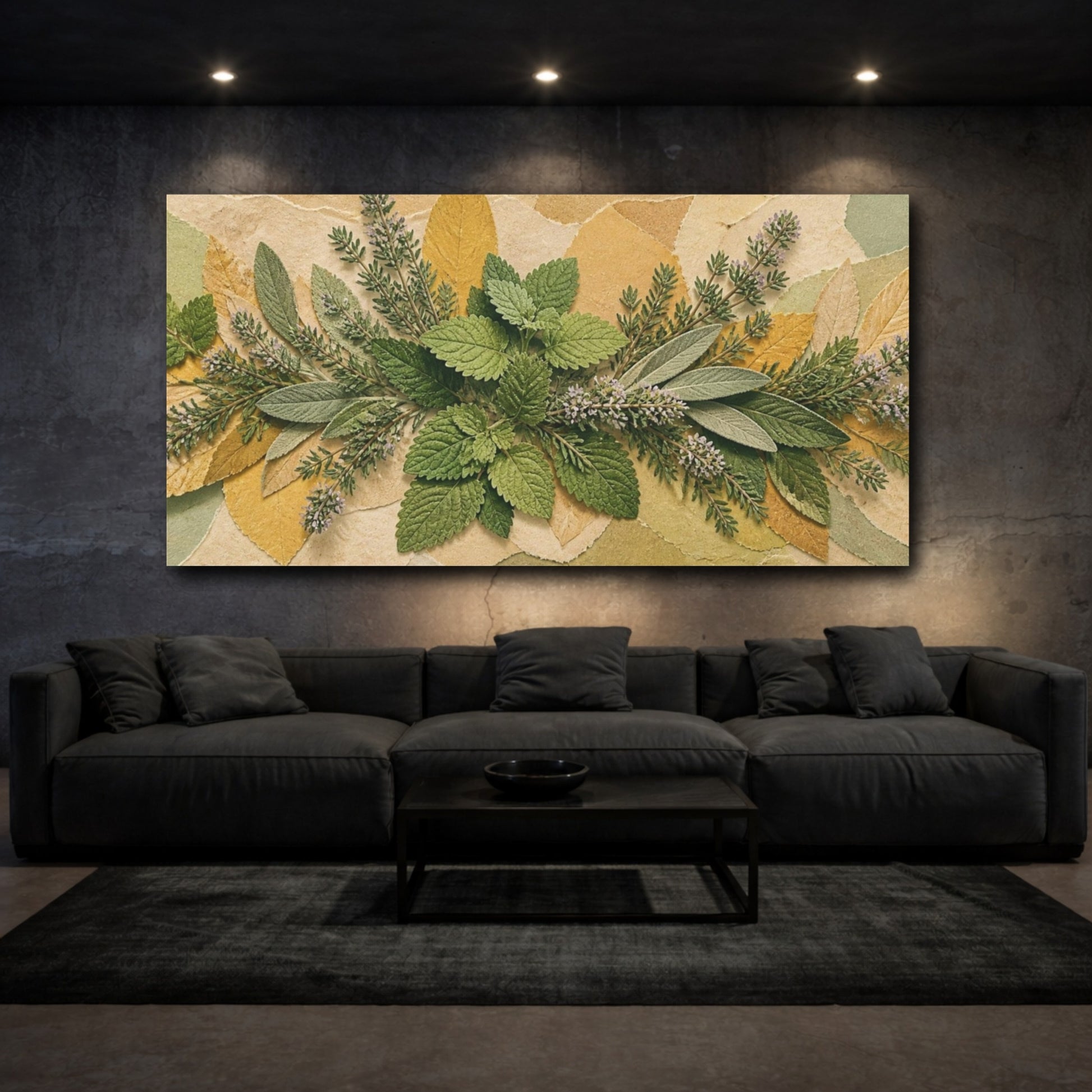 Mockup 3. Botanical Herb Collage shown as canvas print