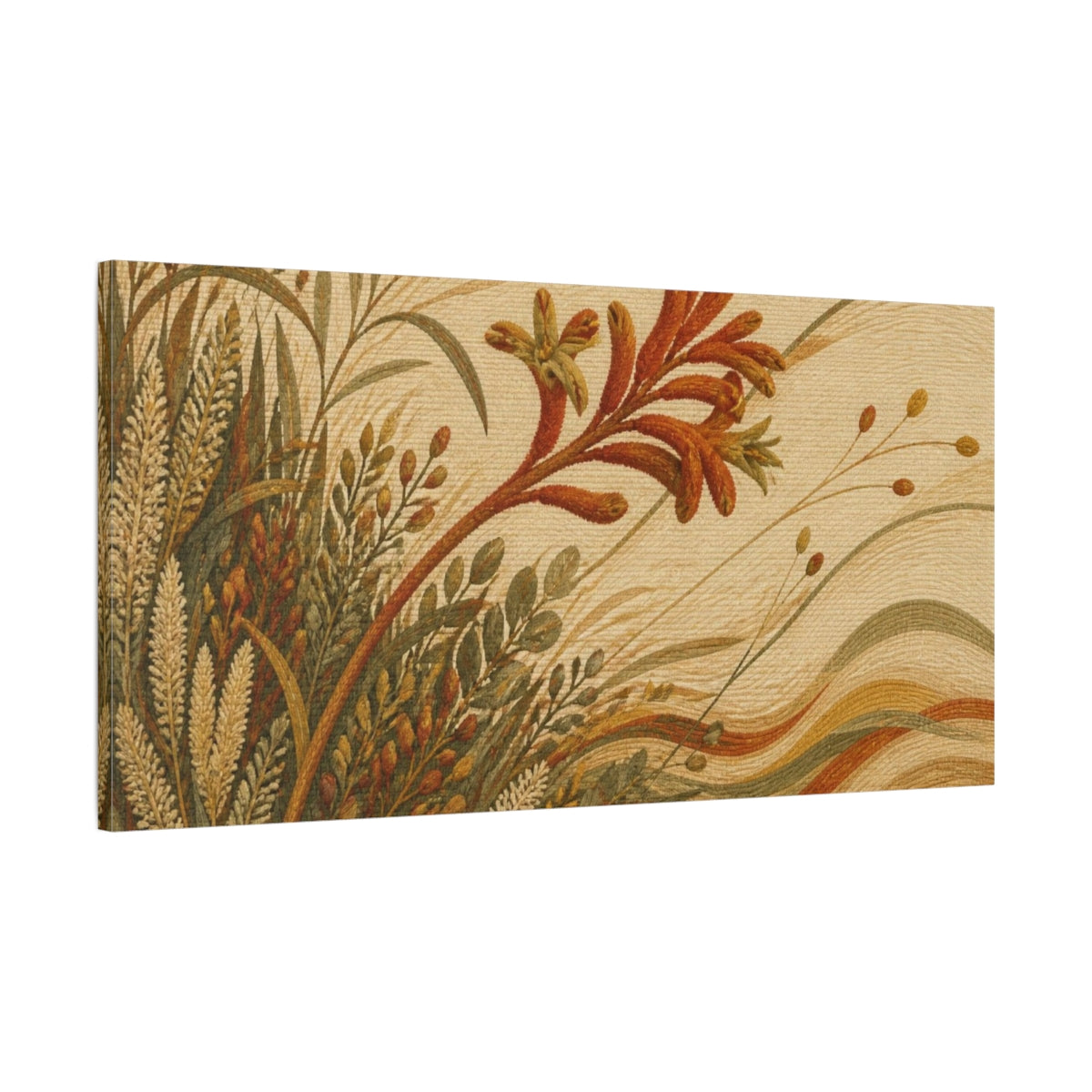 Main Mockup. Botanical Kangaroo Paw shown as canvas print