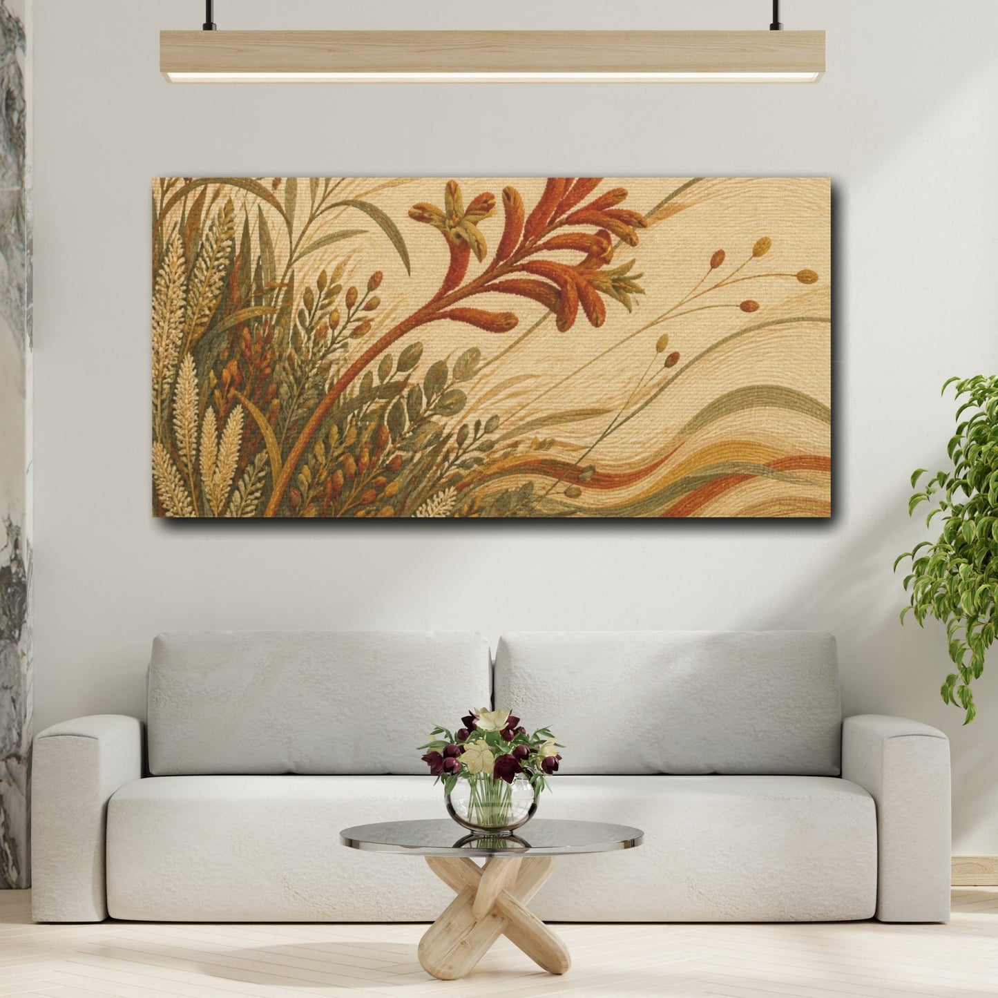 Mockup 2. Botanical Kangaroo Paw shown as canvas print