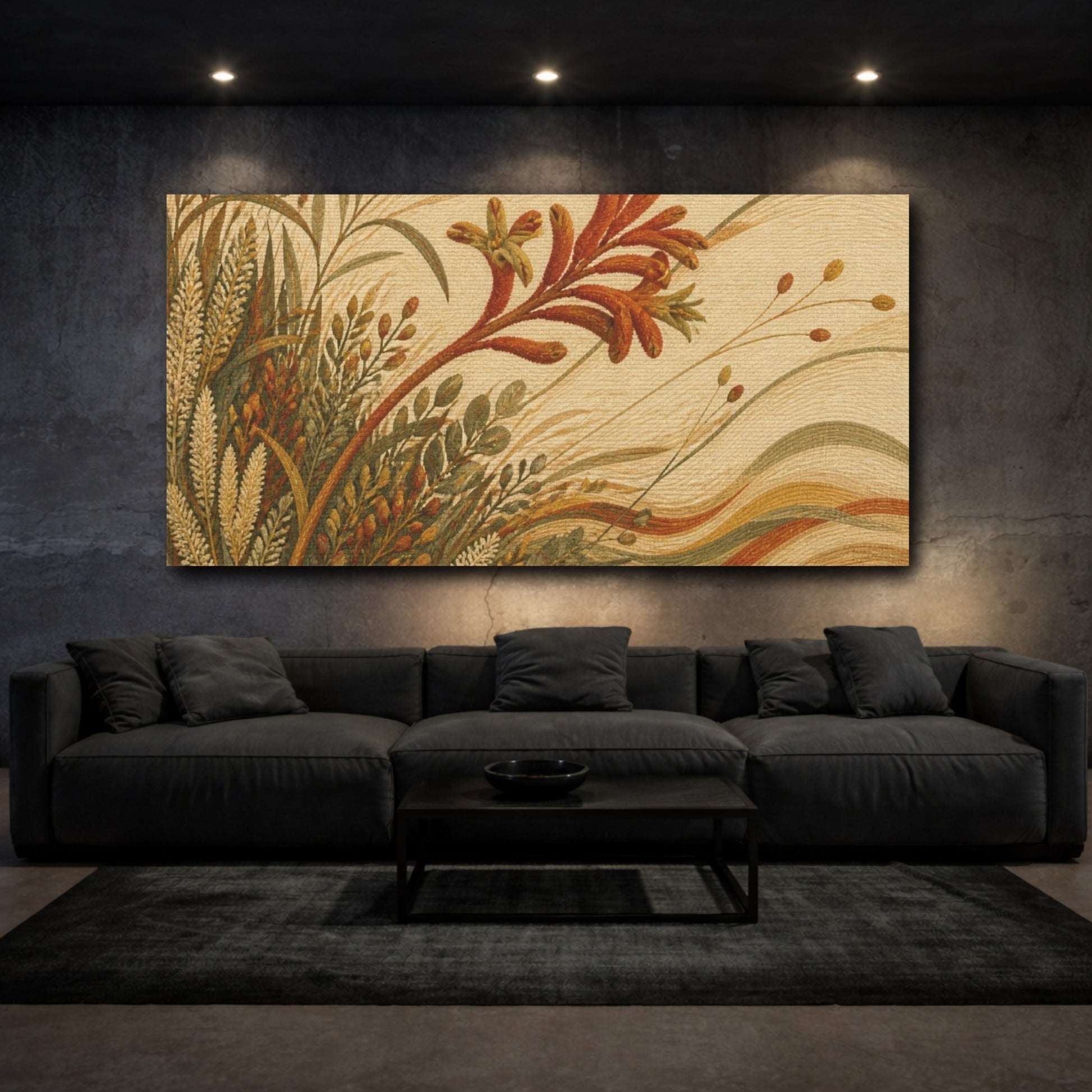 Mockup 3. Botanical Kangaroo Paw shown as canvas print