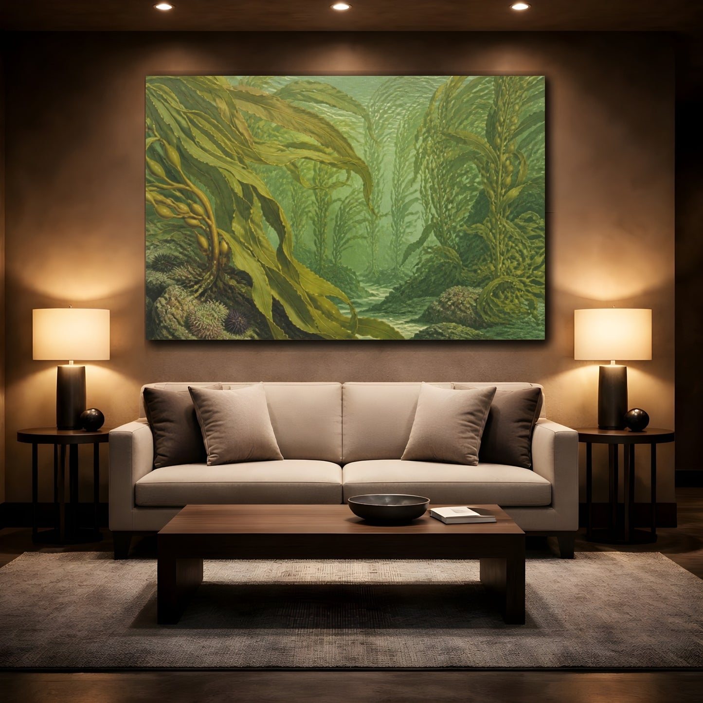 Mockup 2. Botanical Kelp Fronds shown as canvas print