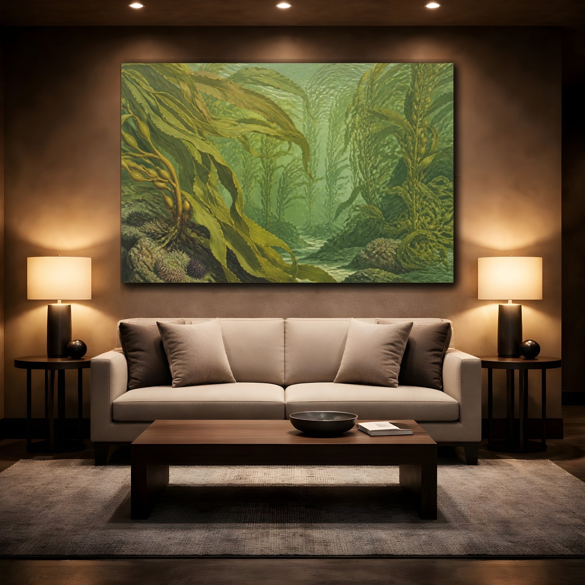 Mockup 2. Botanical Kelp Fronds shown as canvas print