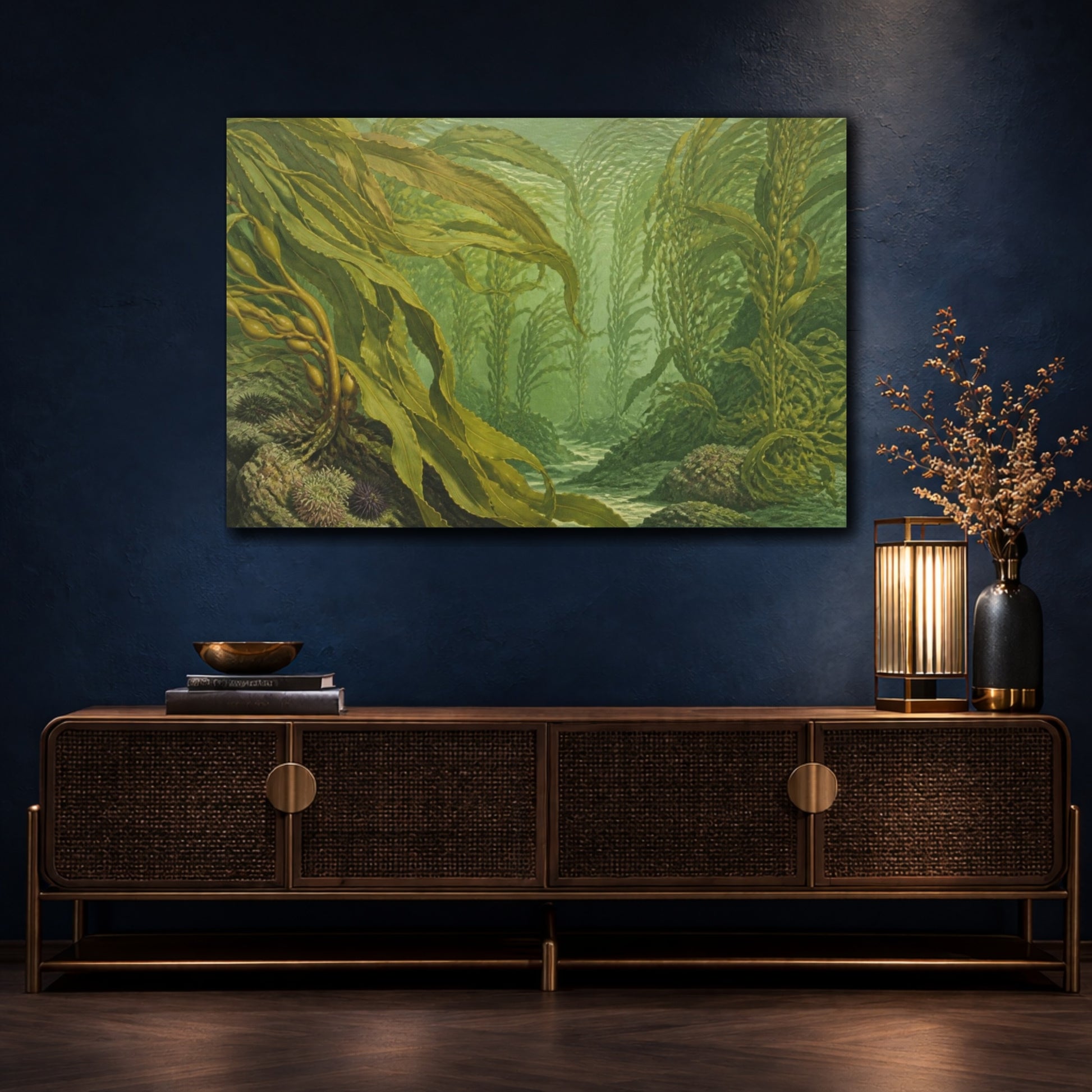 Mockup 4. Botanical Kelp Fronds shown as canvas print