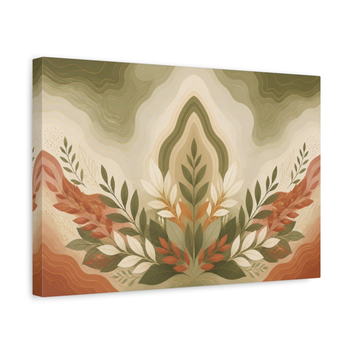 Side Mockup 4. Botanical Leaf Contour shown as canvas print