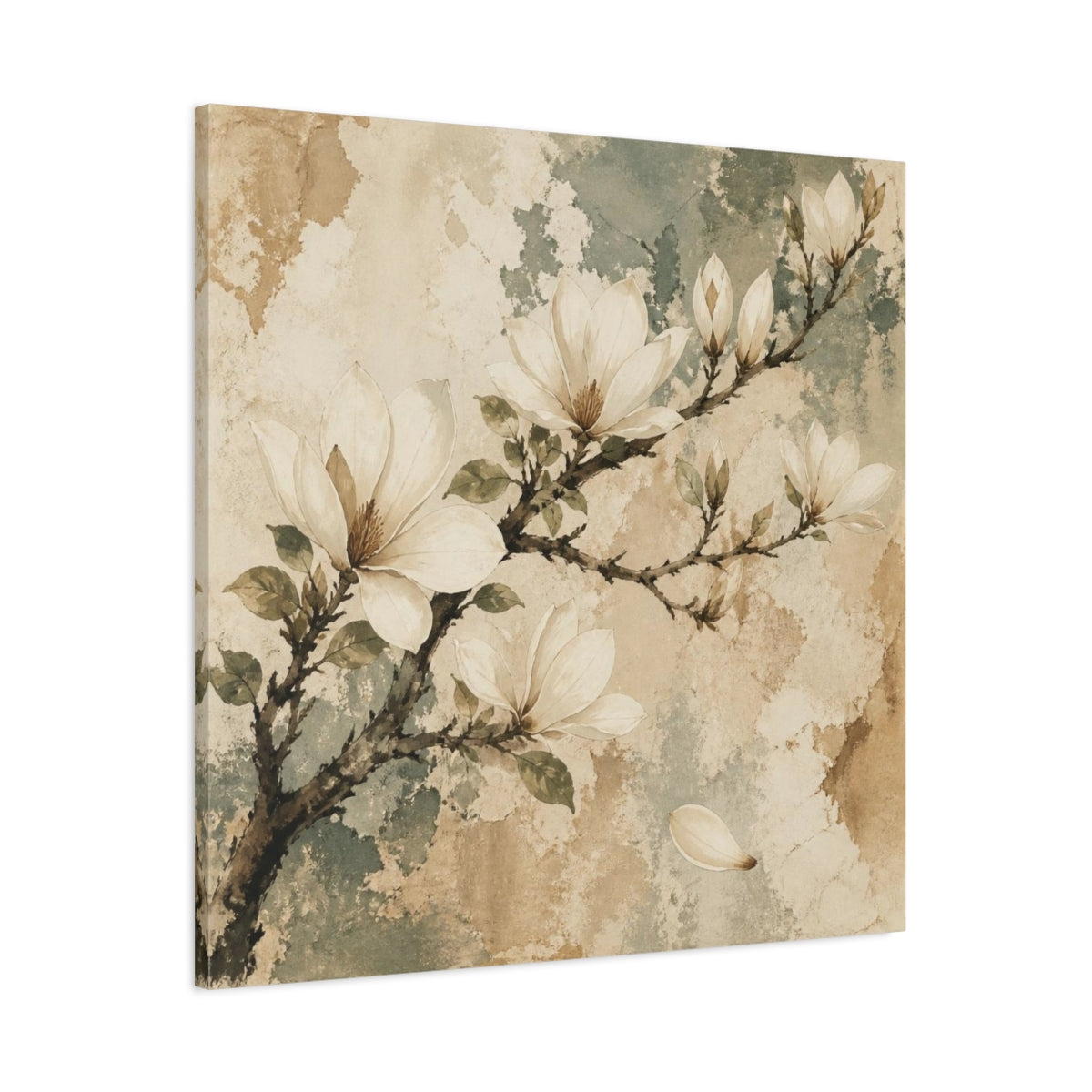 Main Mockup. Botanical Magnolia Branch shown as canvas print