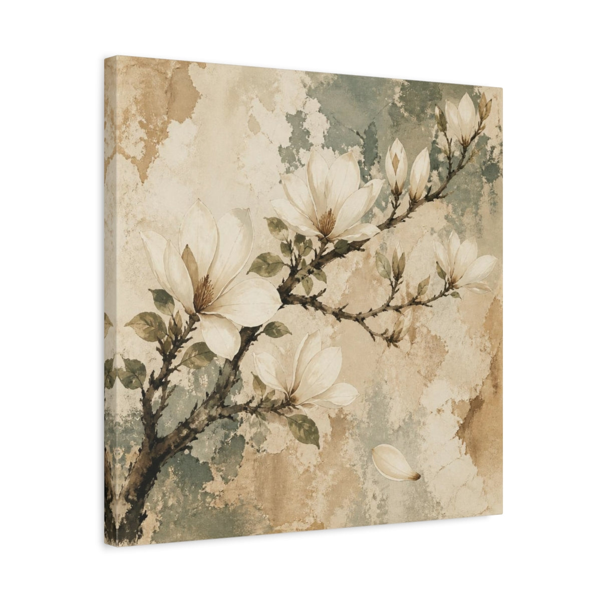 Side Mockup 5. Botanical Magnolia Branch shown as canvas print