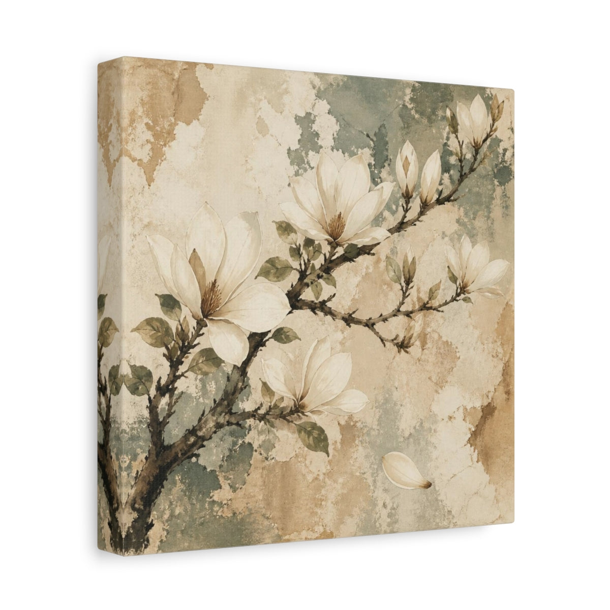 Side Mockup 9. Botanical Magnolia Branch shown as canvas print