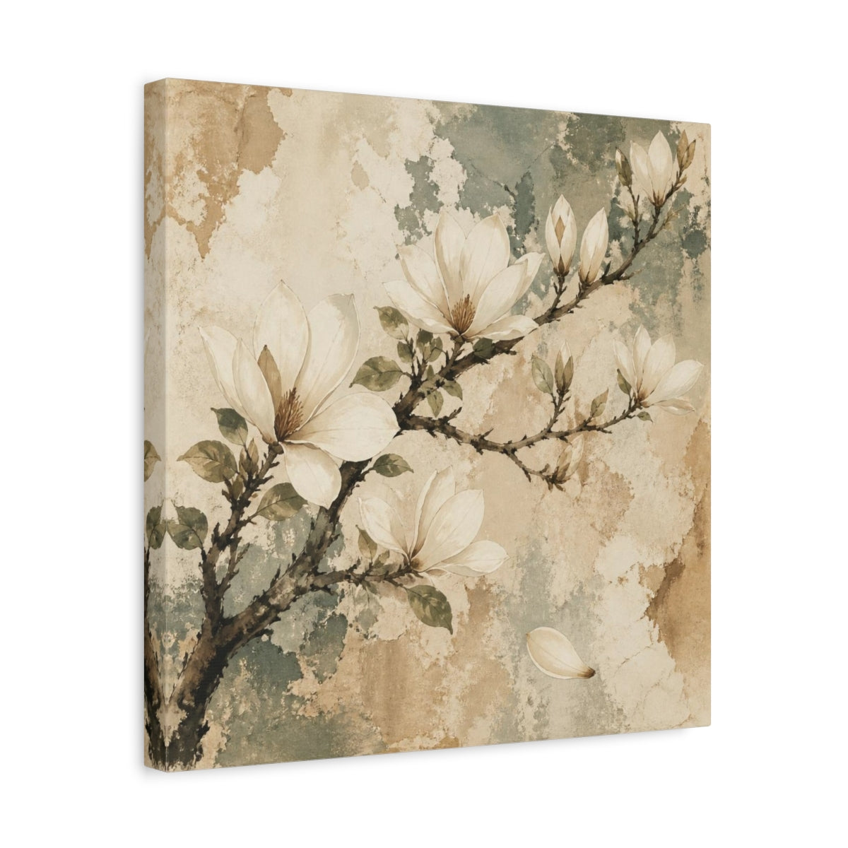 Side Mockup 6. Botanical Magnolia Branch shown as canvas print